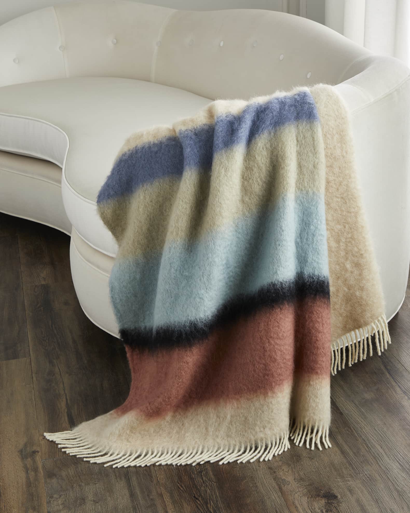 Mantas Ezcaray Serenity Striped MohairBlend Throw Horchow