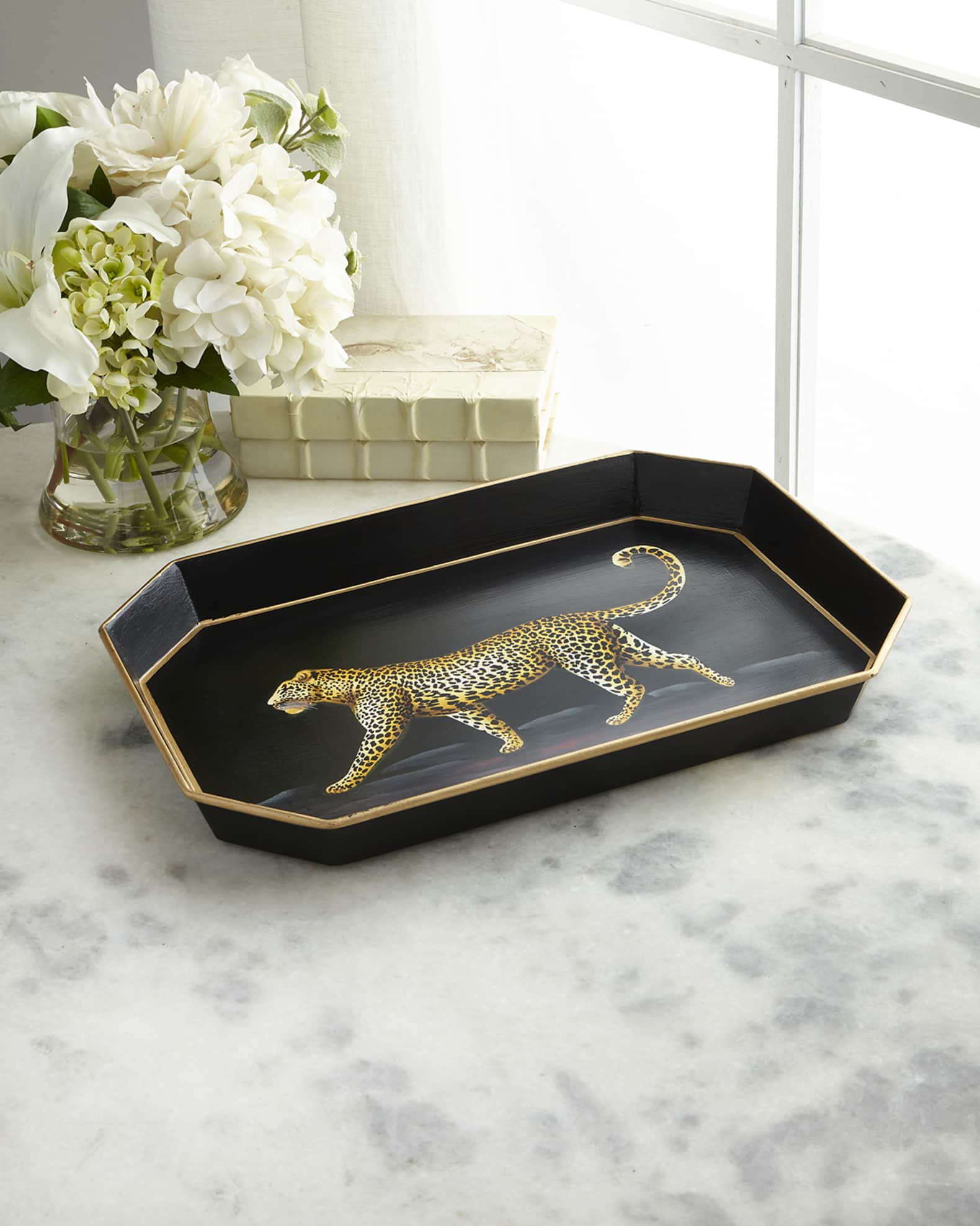Les Ottomans Leopard Iron Tray Horchow