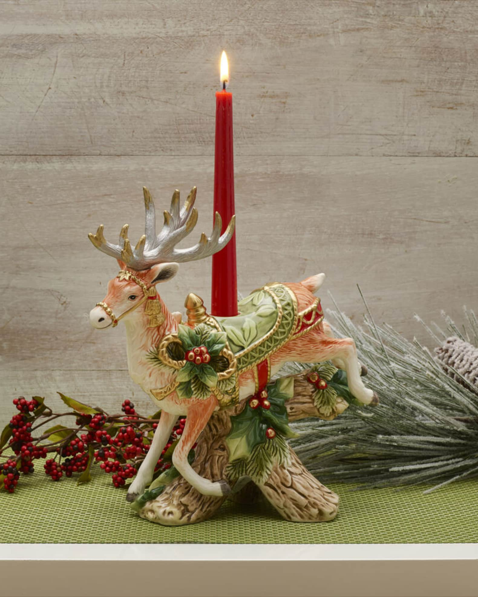 Fitz & Floyd Christmas Reindeer Candleholder Horchow