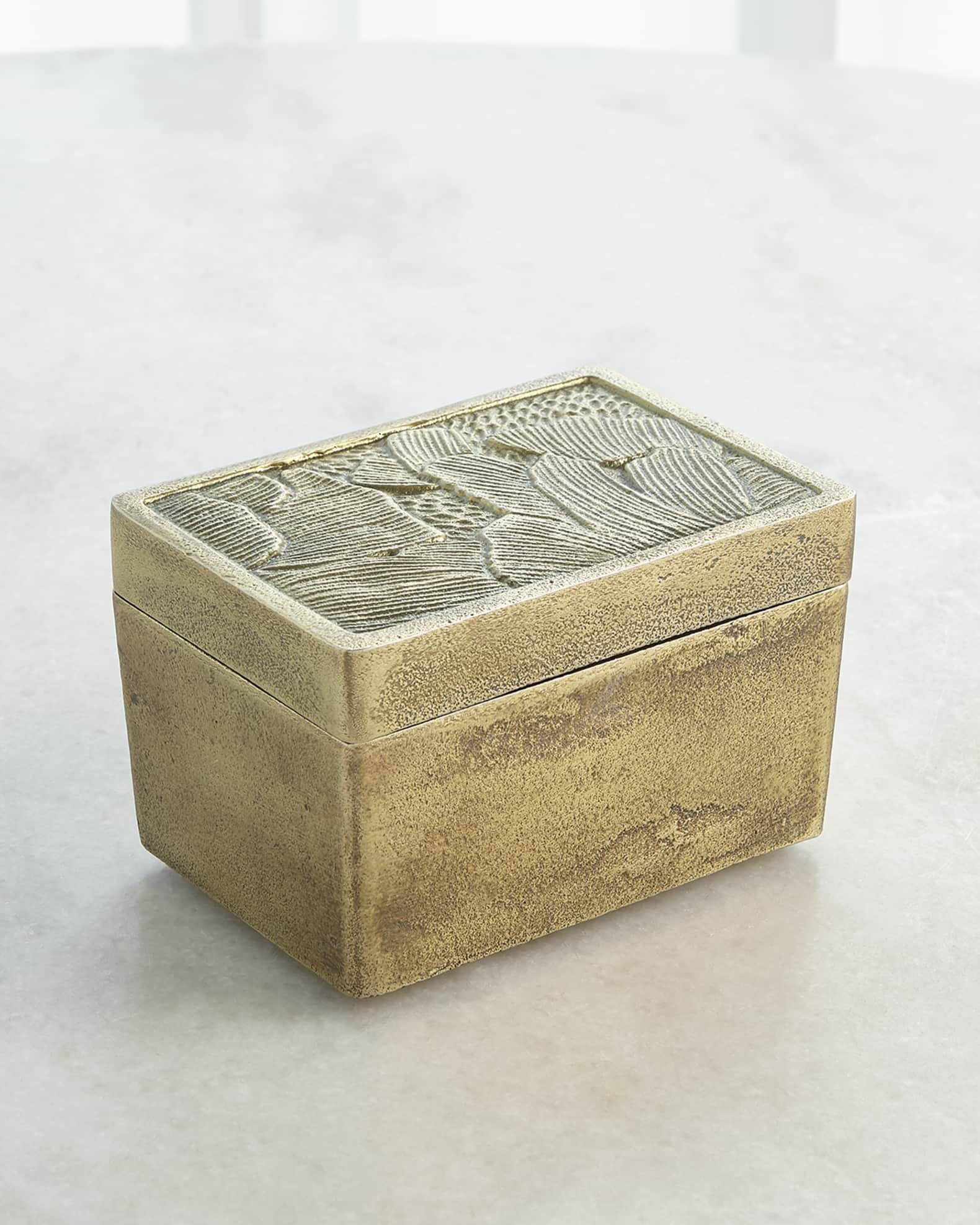 Global Views Large Antiqued Brass Flora Box 