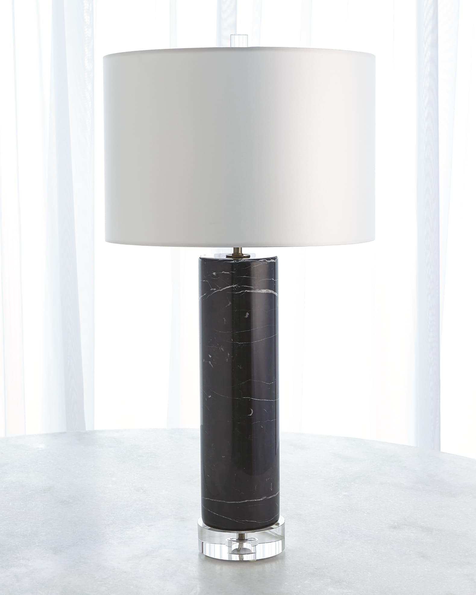 Global Views Marble Cylinder Table Lamp