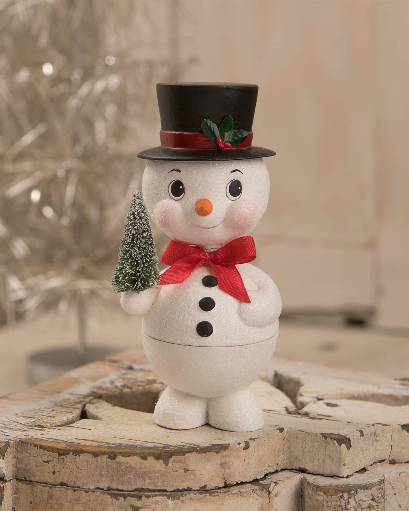 Bethany Lowe Holiday Bobblehead Snowman Container Horchow