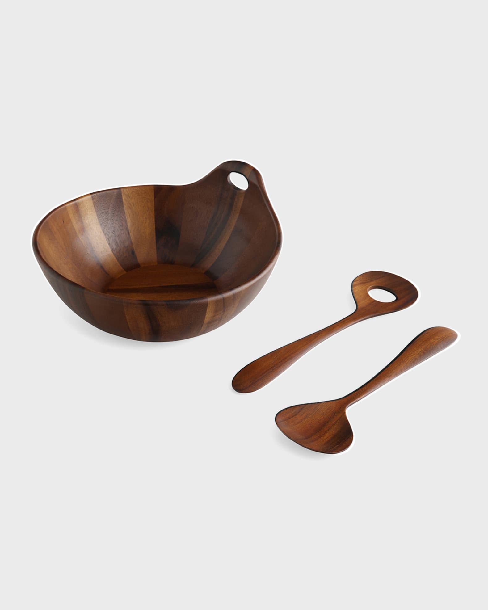 Nambe Portables Wood Salad Bowl with Servers Horchow