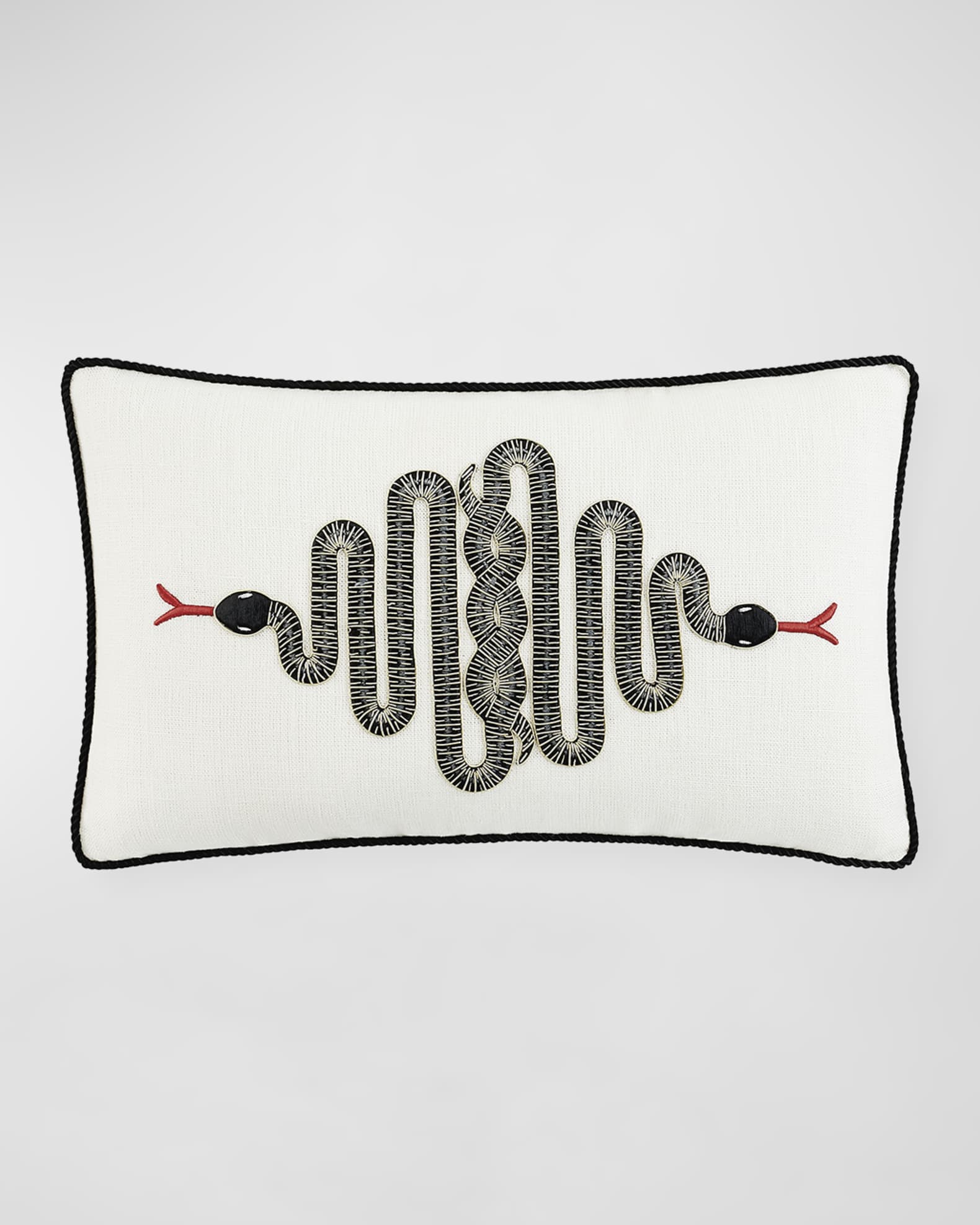 Jonathan Adler Snake Embroidered Pillow, 12" x 20"