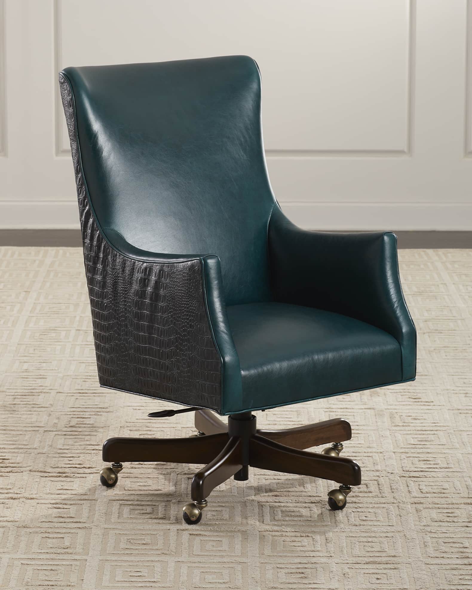Teal leather deals office chair