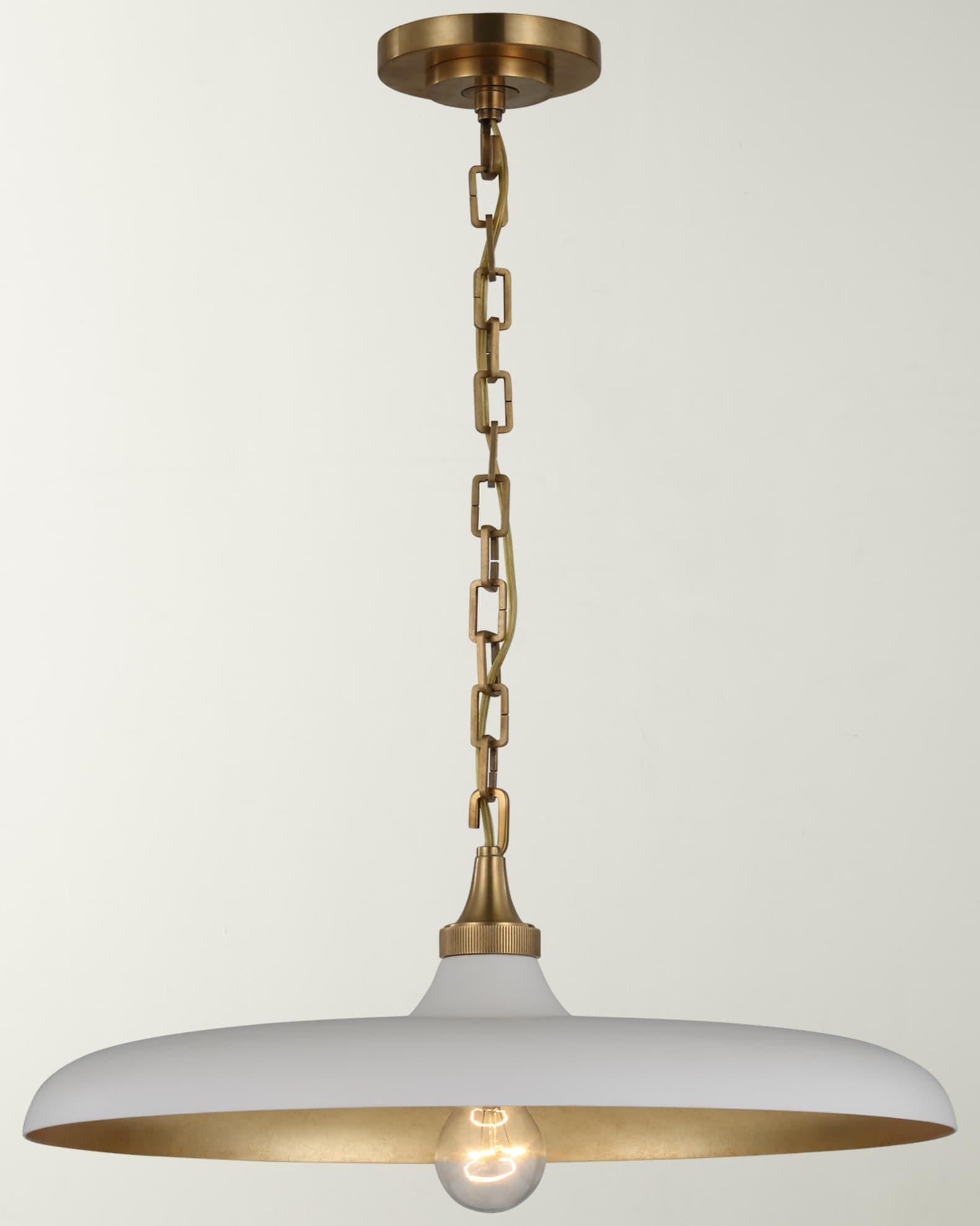 Visual Comfort Signature Piatto Medium Pendant In Hand-Rubbed Antique ...