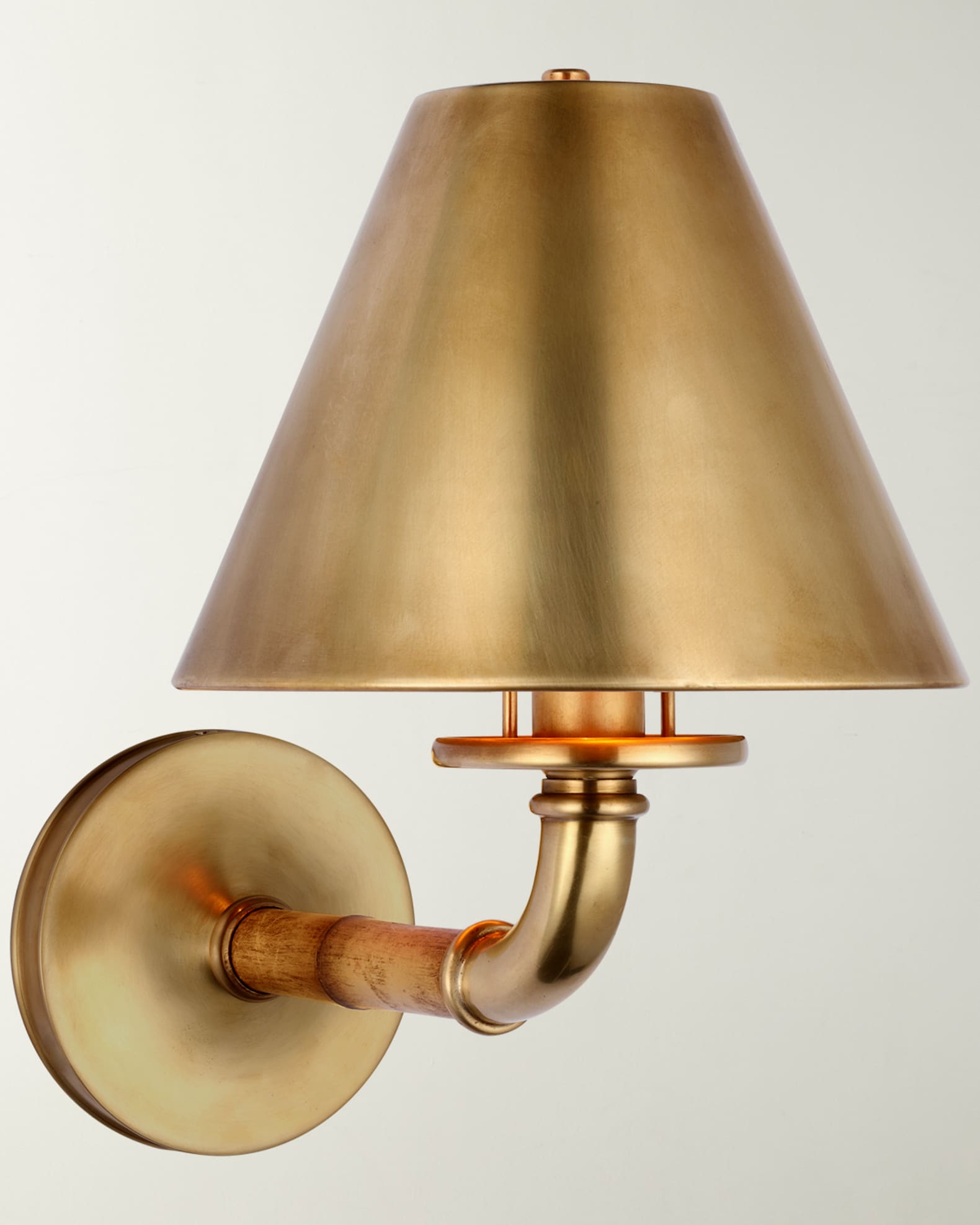 Visual Comfort French Single Sconce in Hand-Rubbed Antique Brass with Linen  Shade