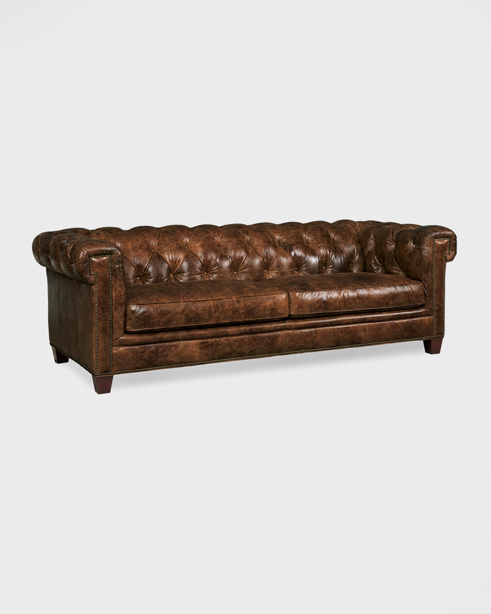 Tufted brown clearance leather sectional