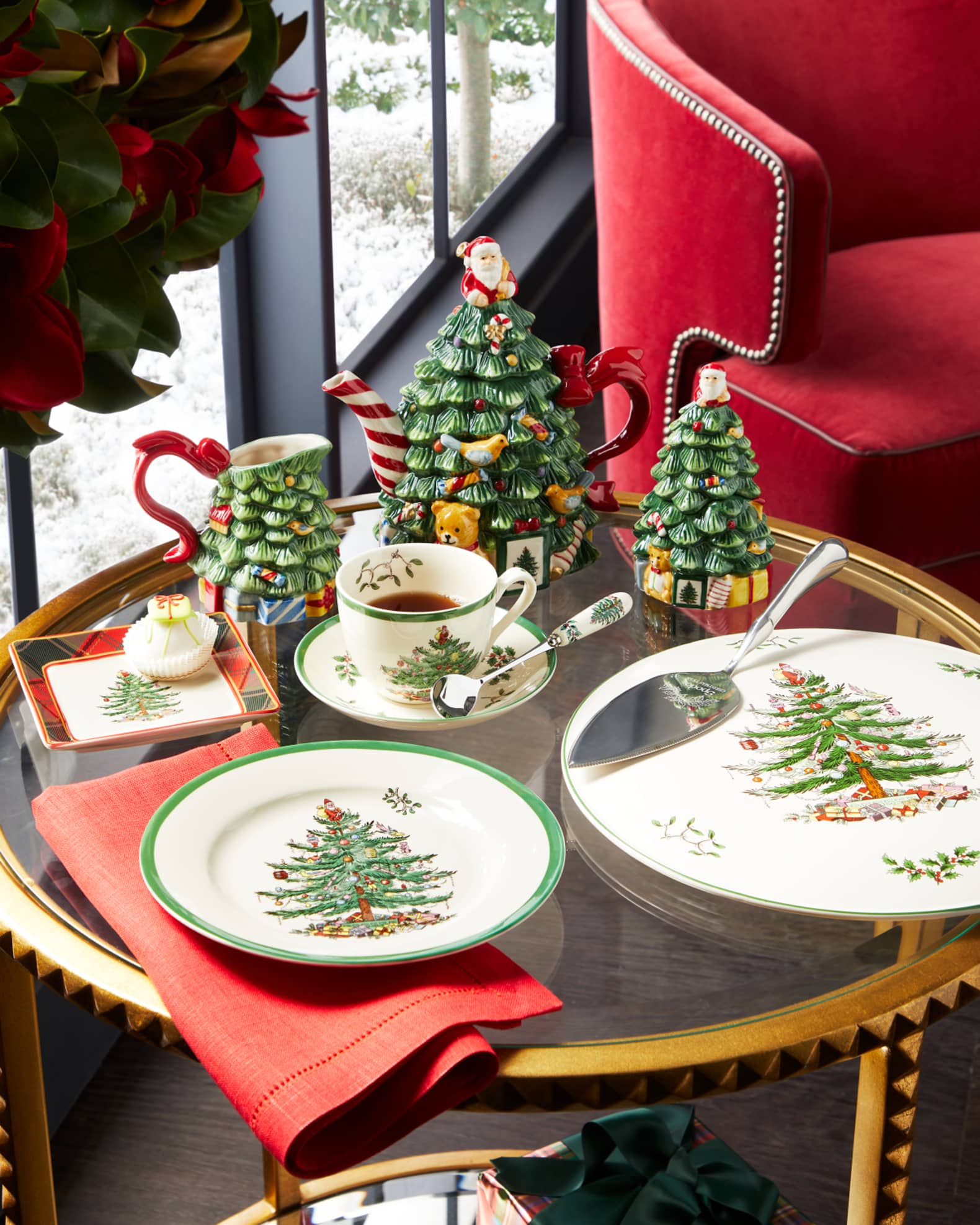 Spode Christmas Tree Cake Plate Server Set Horchow
