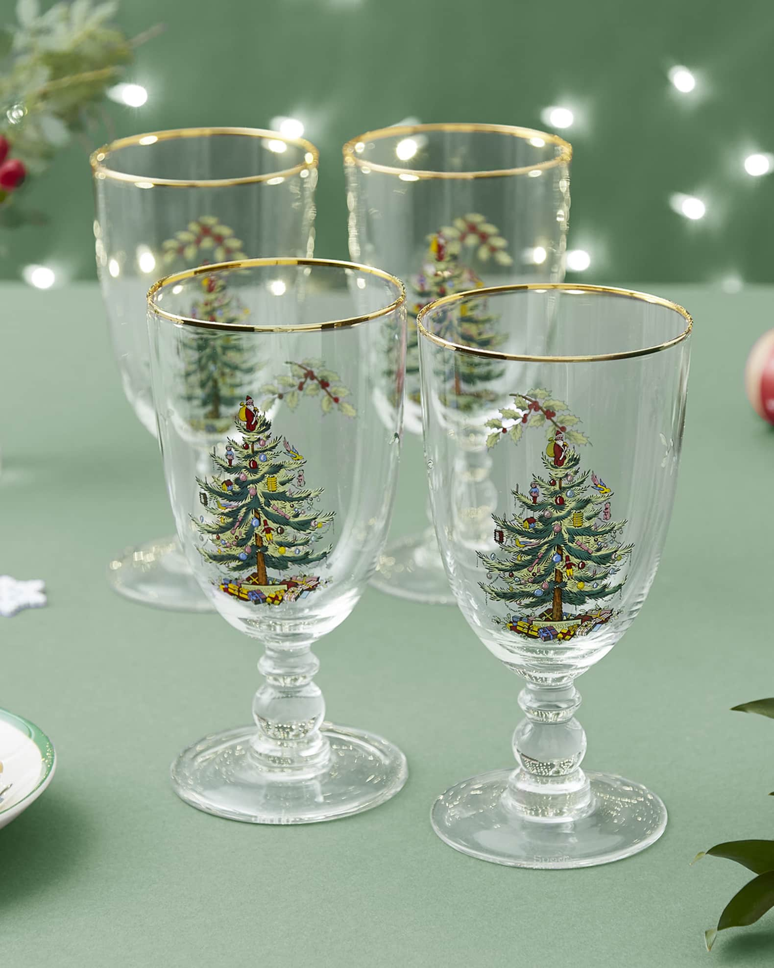 Christmas Tree Wine Glasses Set of 4