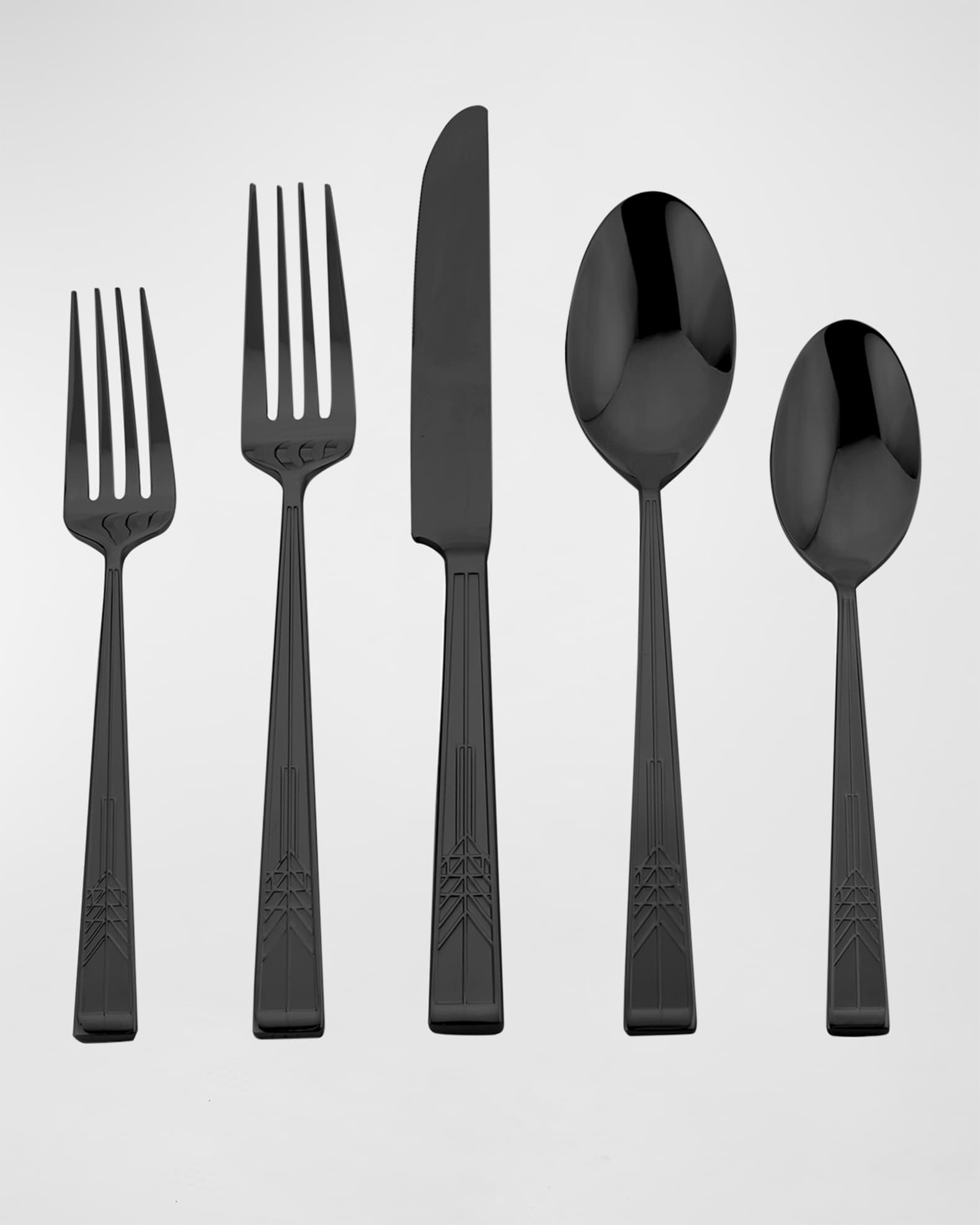 Ricci Silversmith 20-Piece Frank Lloyd Wrights Tree of Life Flatware Set, Black