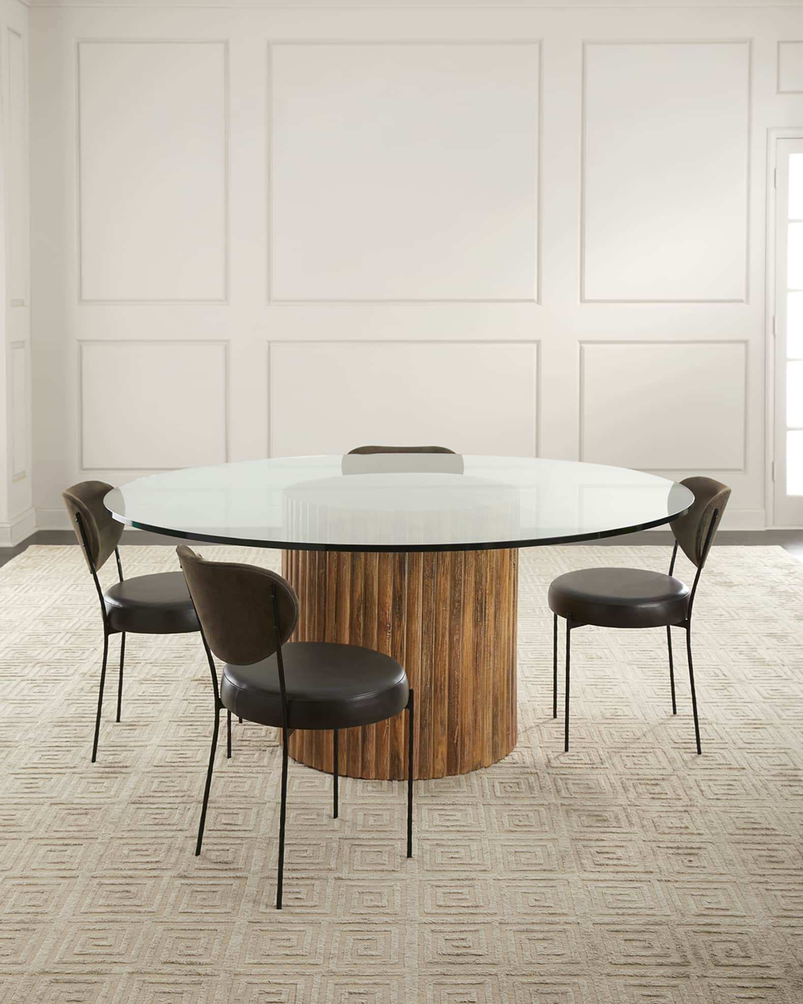 Round leather online dining chairs