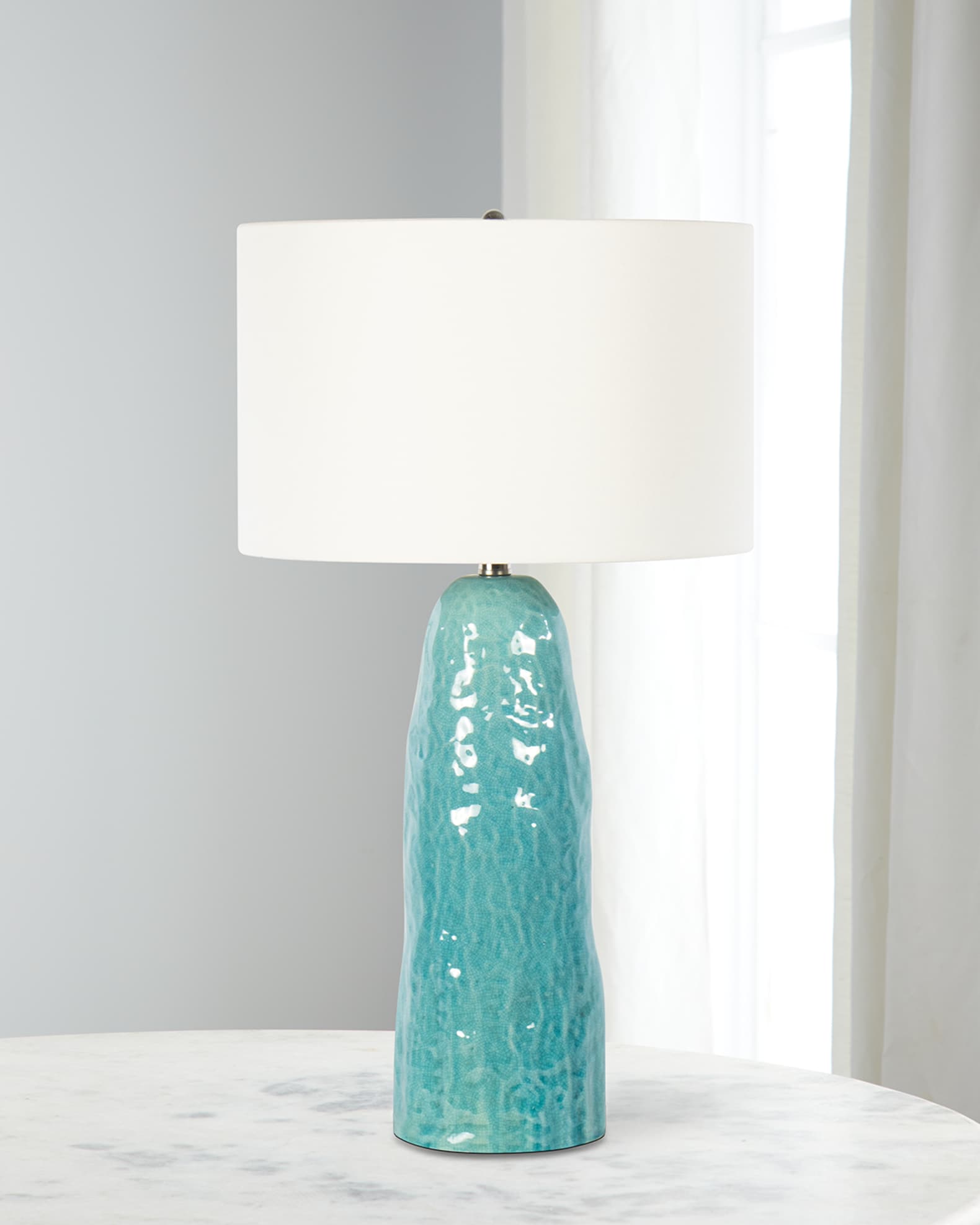 Teal ceramic table lamp sales
