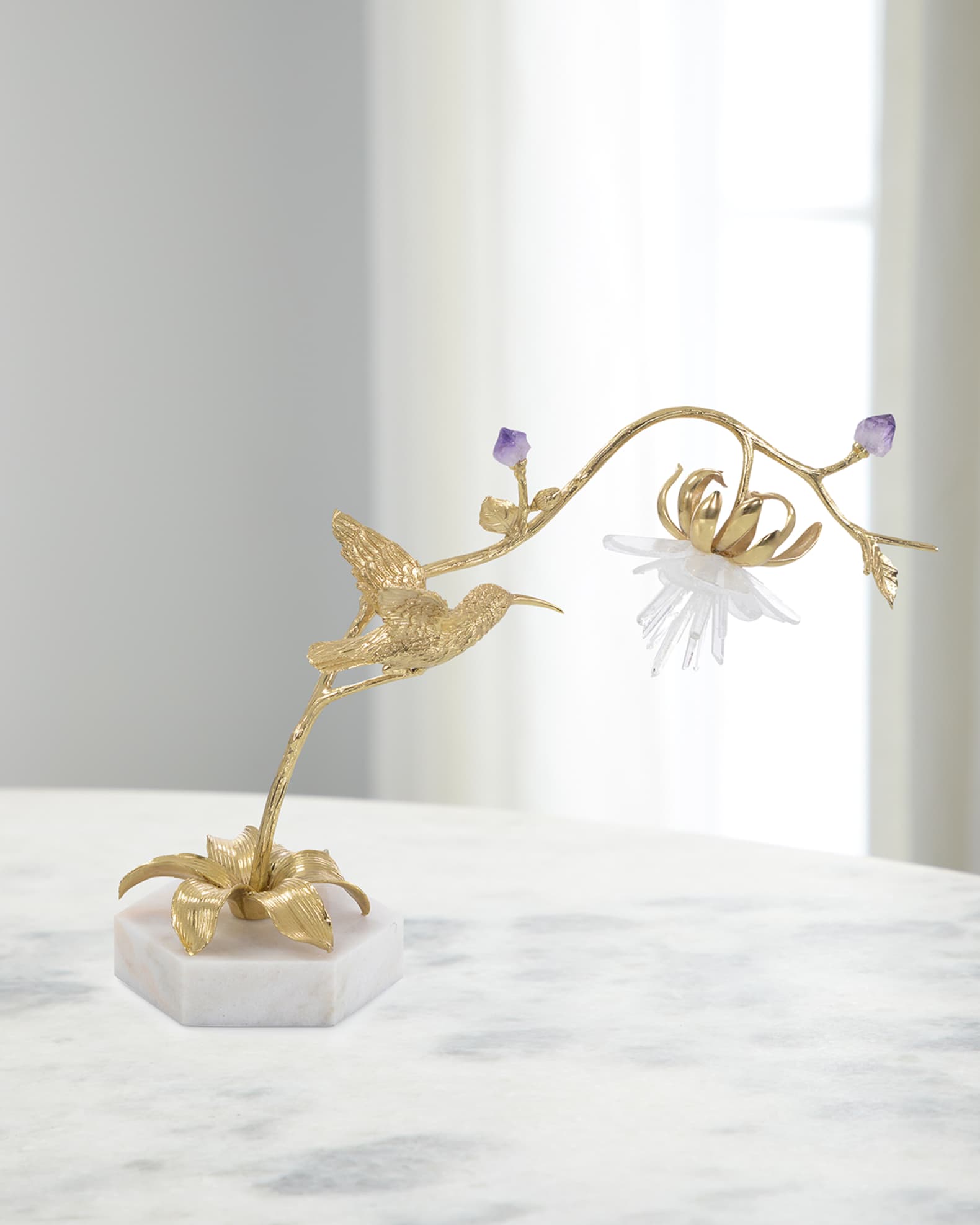 John-Richard Collection Hummingbird Selenite Sculpture II 