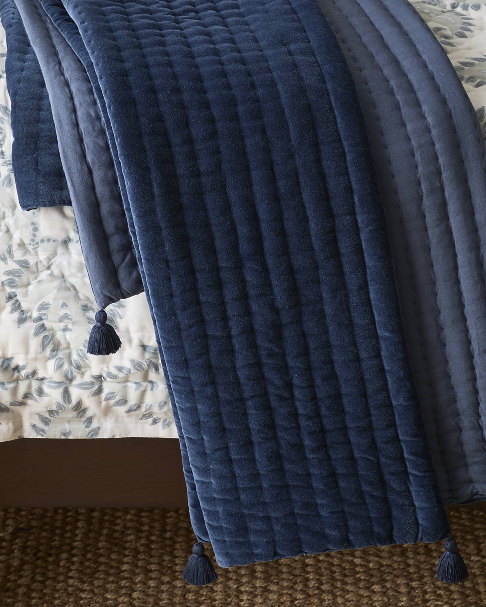 John Robshaw Quilted Velvet Throw Blanket, 50" Horchow