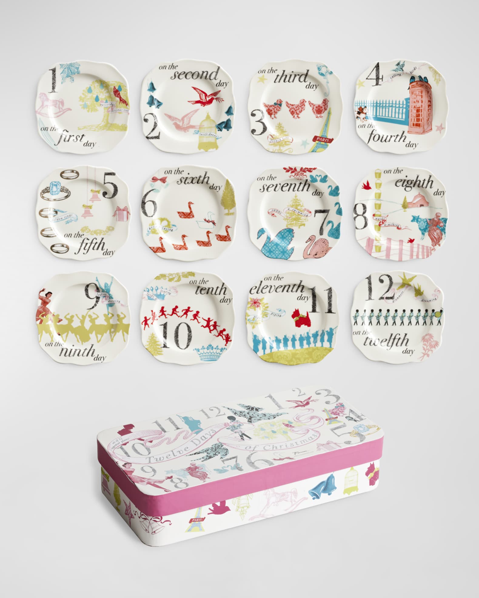 Rosanna 12 Days of Christmas Appetizer Plates Set of 12 Horchow