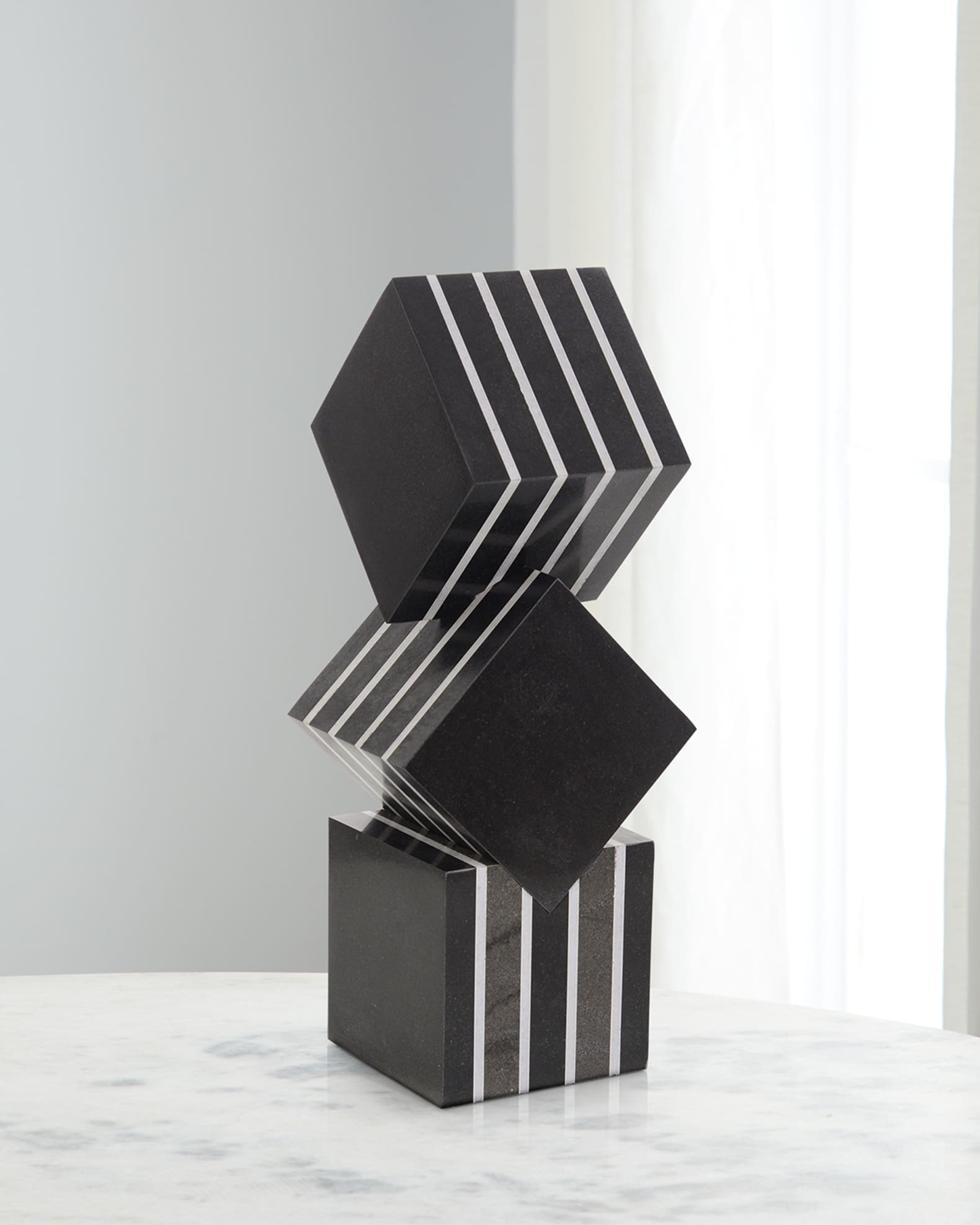John-Richard Collection Cubed Black Marble Sculpture 