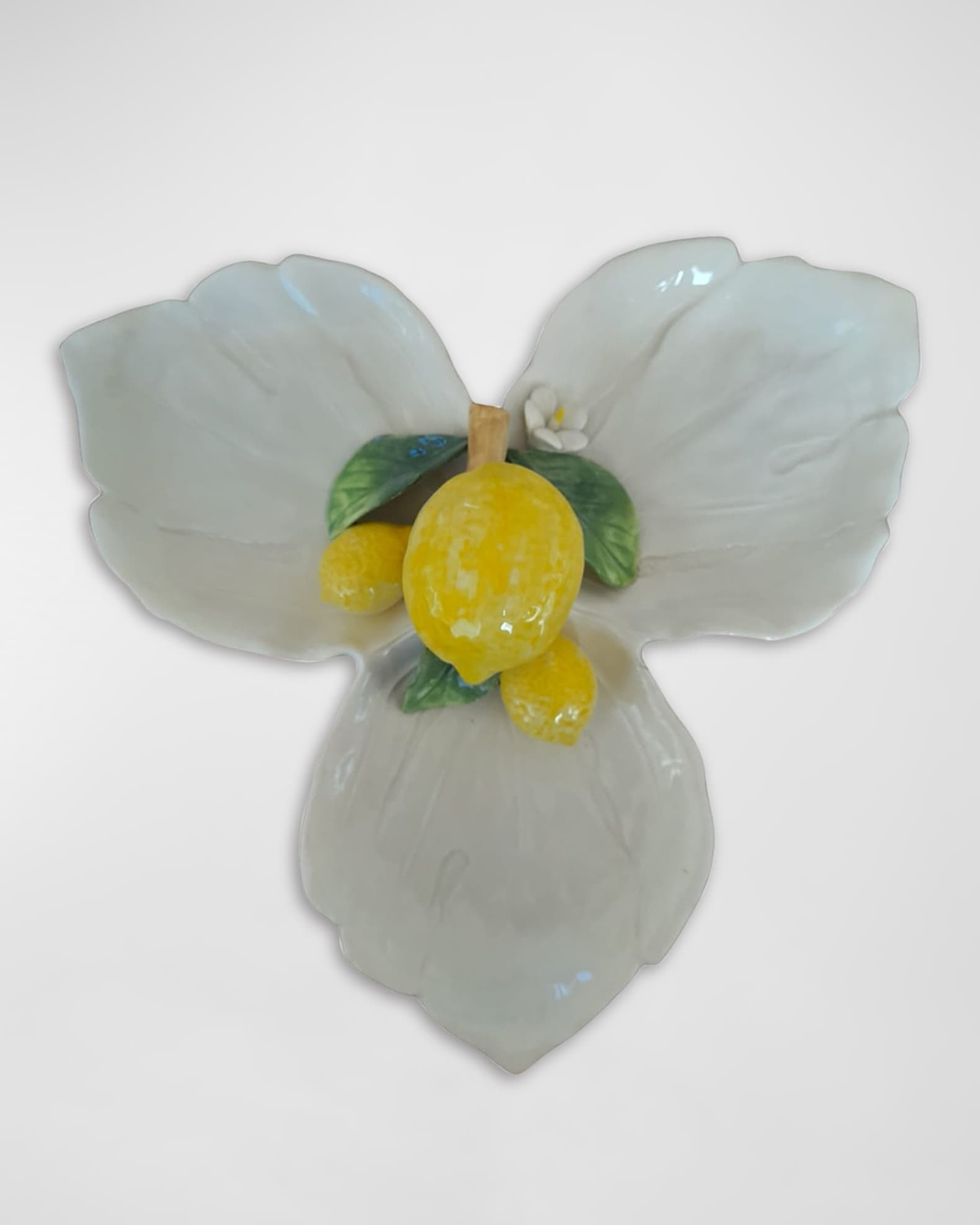 Les Ottomans Lemon Handpainted 3 Part Condiment Dish Horchow