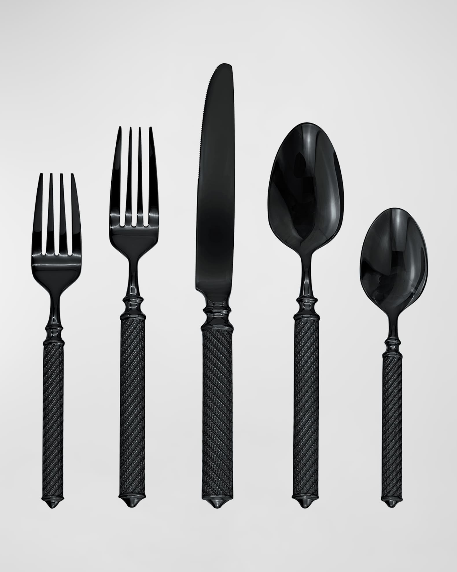 Ricci Silversmith Torsade Black 45 Piece Flatware Set Horchow