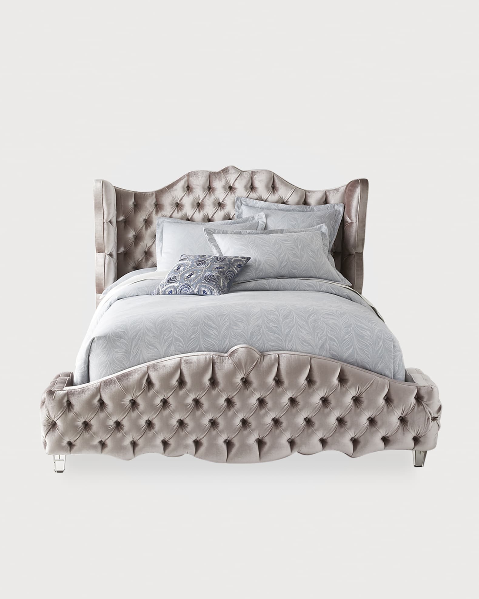 Wingback upholstered clearance bed queen