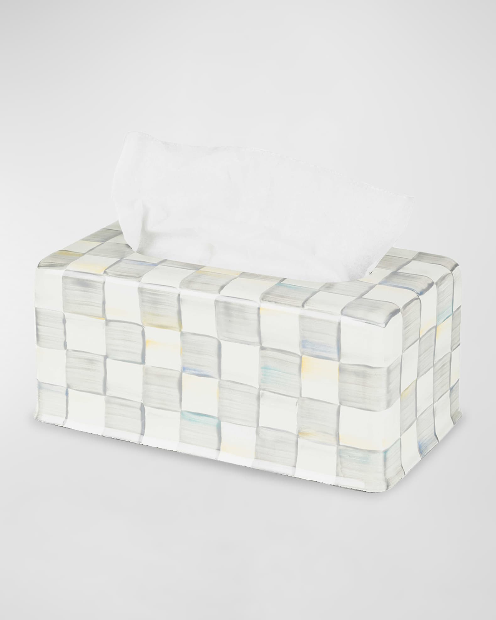 MacKenzie Childs Check Painted Steel Tissue Box Cover Horchow