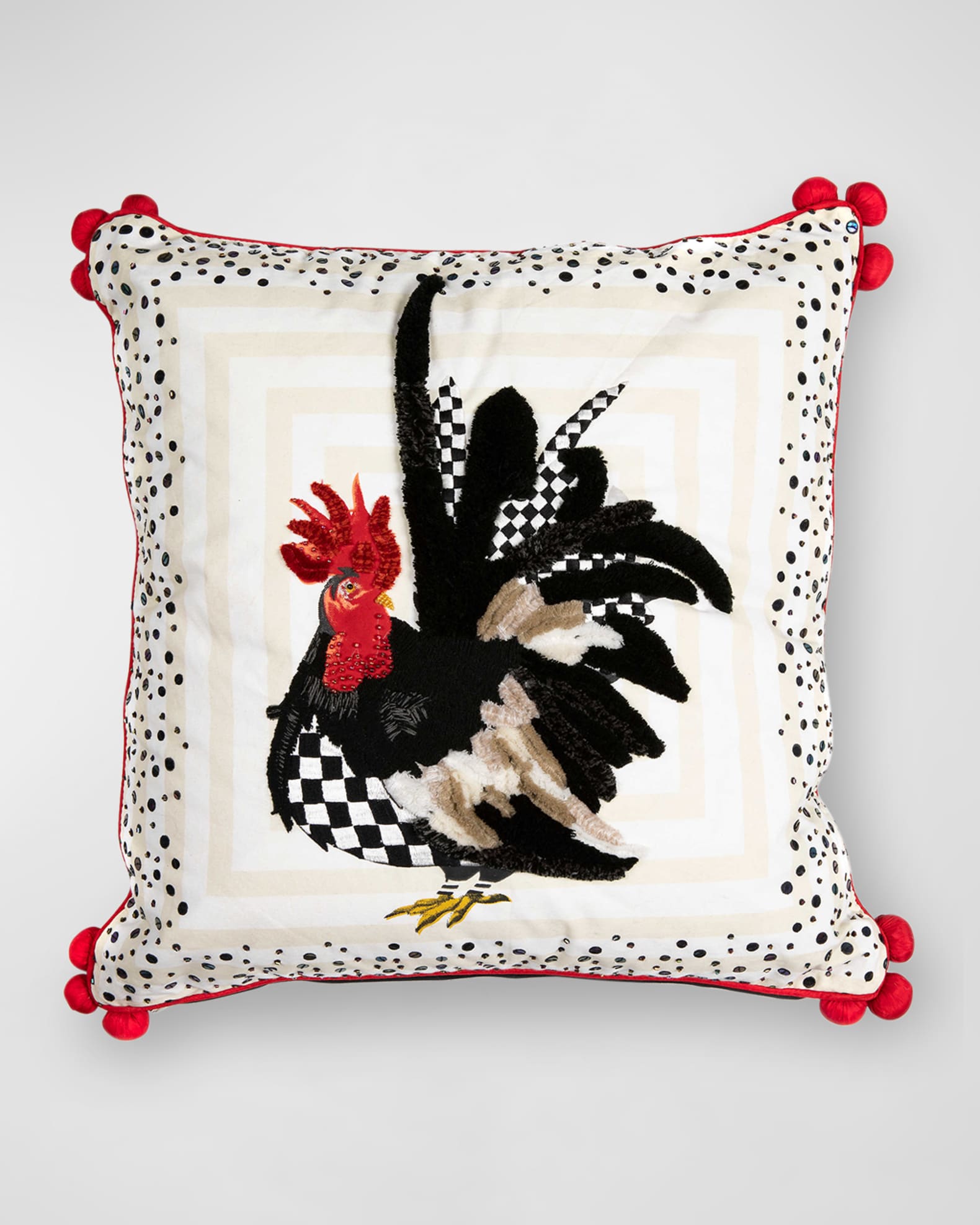MacKenzieChilds Rooster Cotton Pillow Horchow