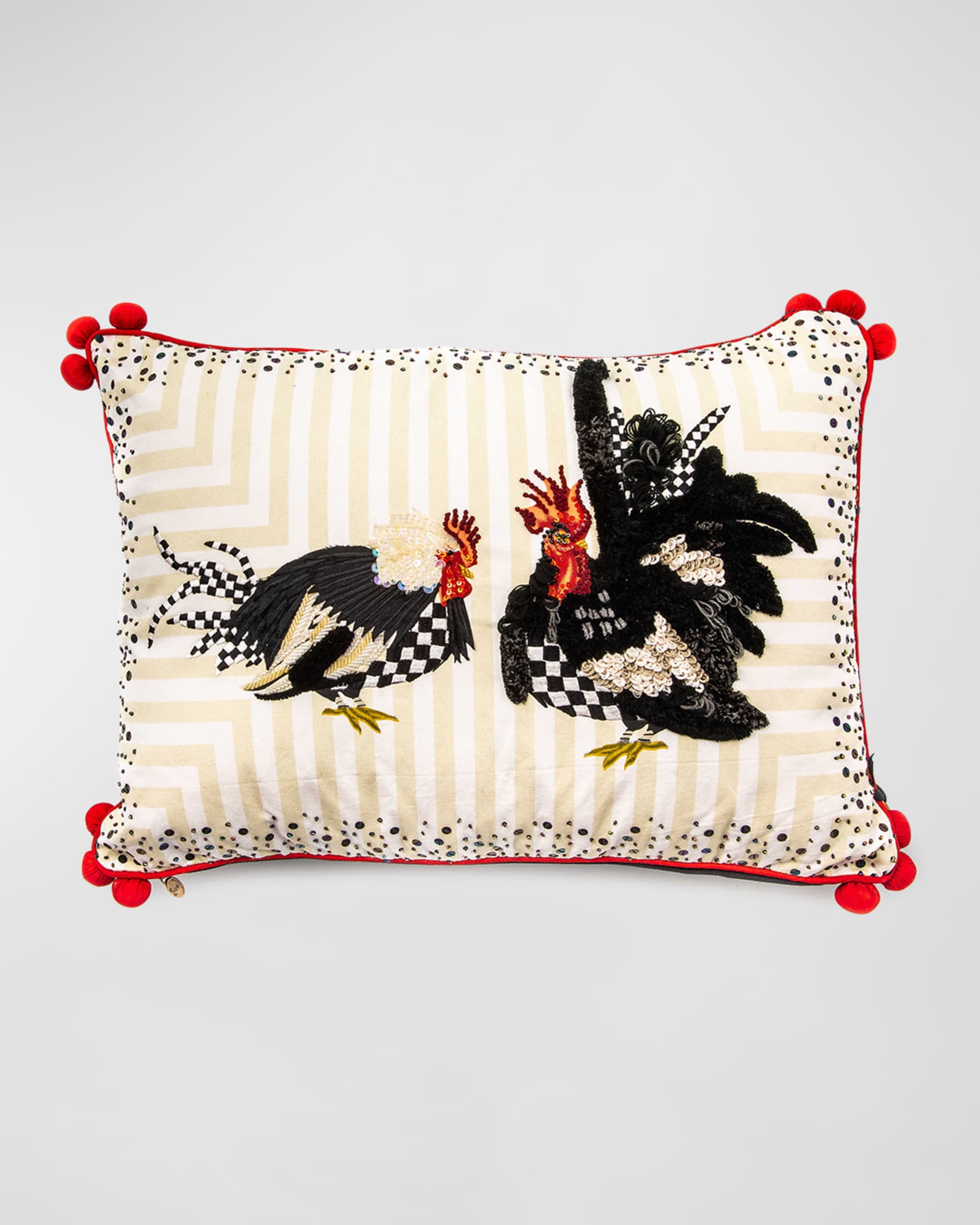 MacKenzieChilds Chicken & Rooster Lumbar Pillow Horchow