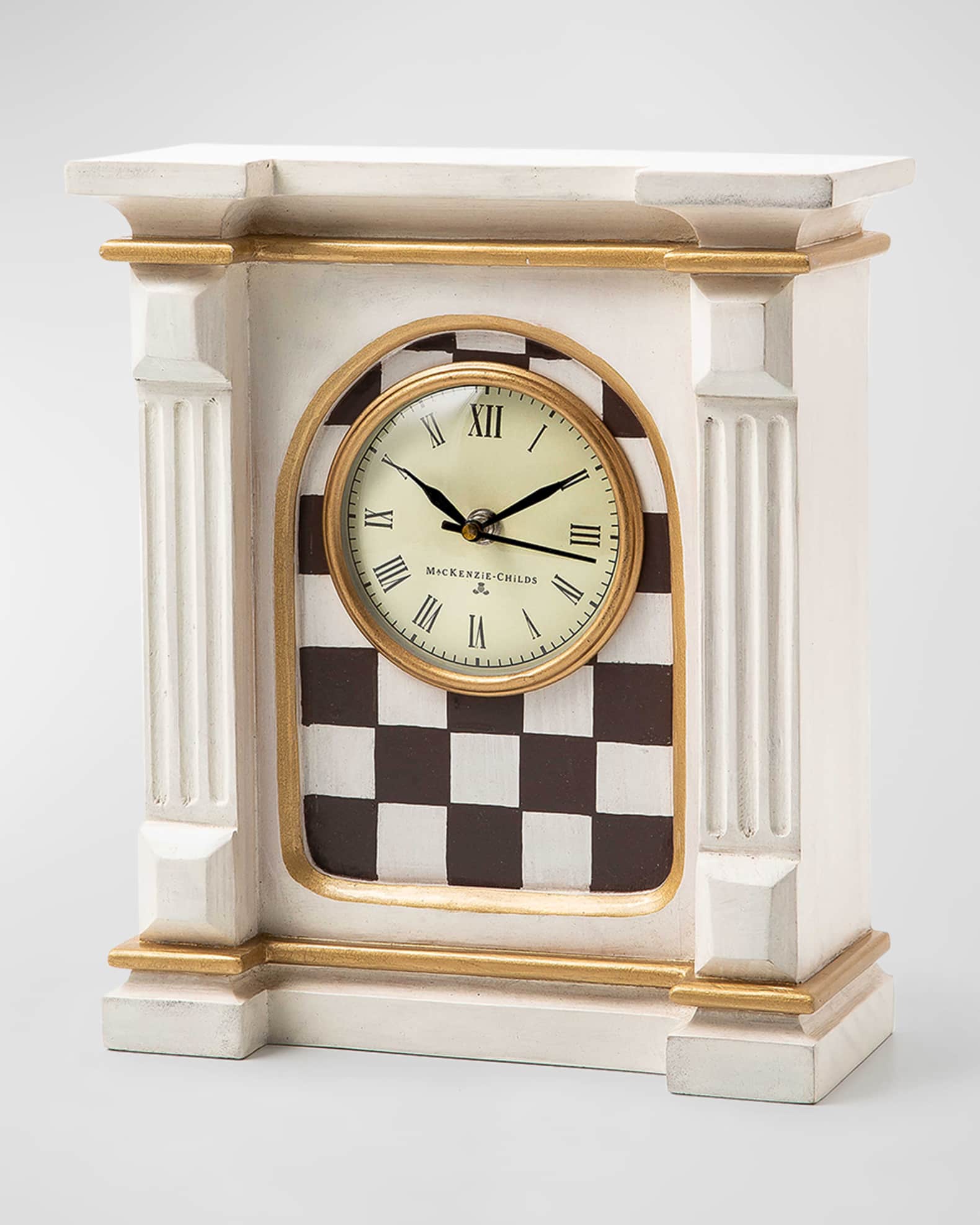 MacKenzieChilds Courtly Check Mantle Clock Light Stain Horchow