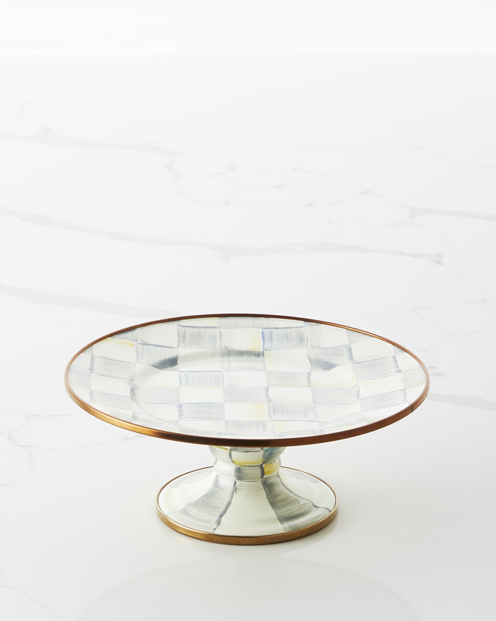 MacKenzie-Childs Sterling Check Enamel Mini Pedestal Platter | Horchow