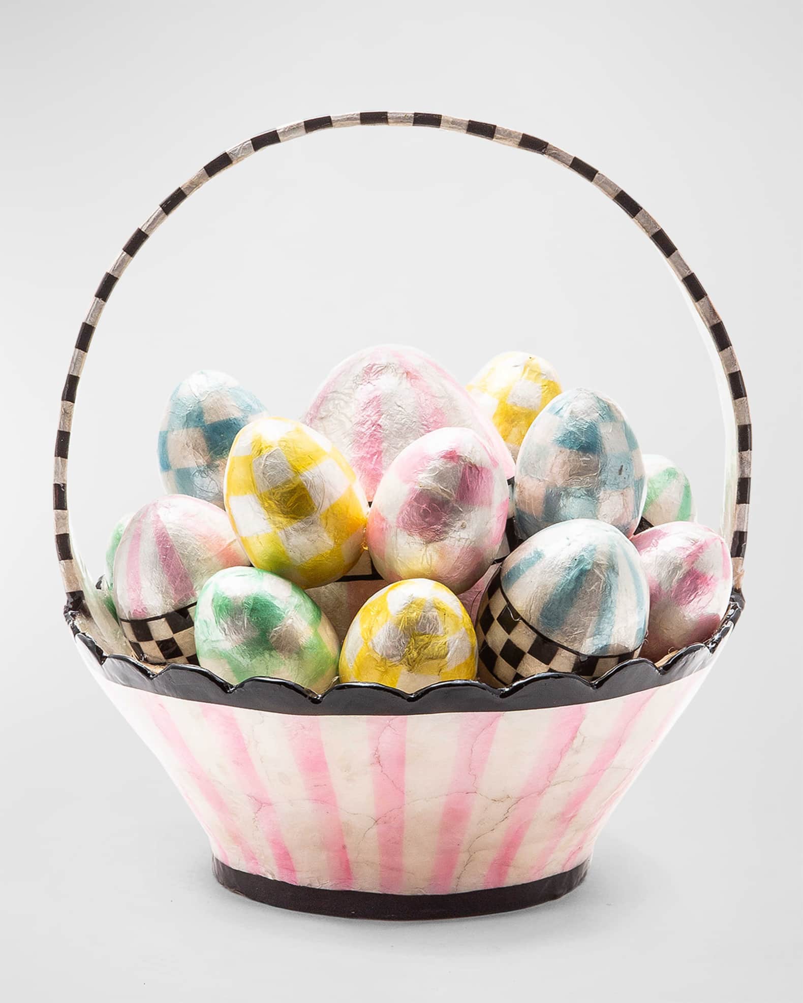 MacKenzieChilds Pastel Egg Basket Easter Decoration Horchow