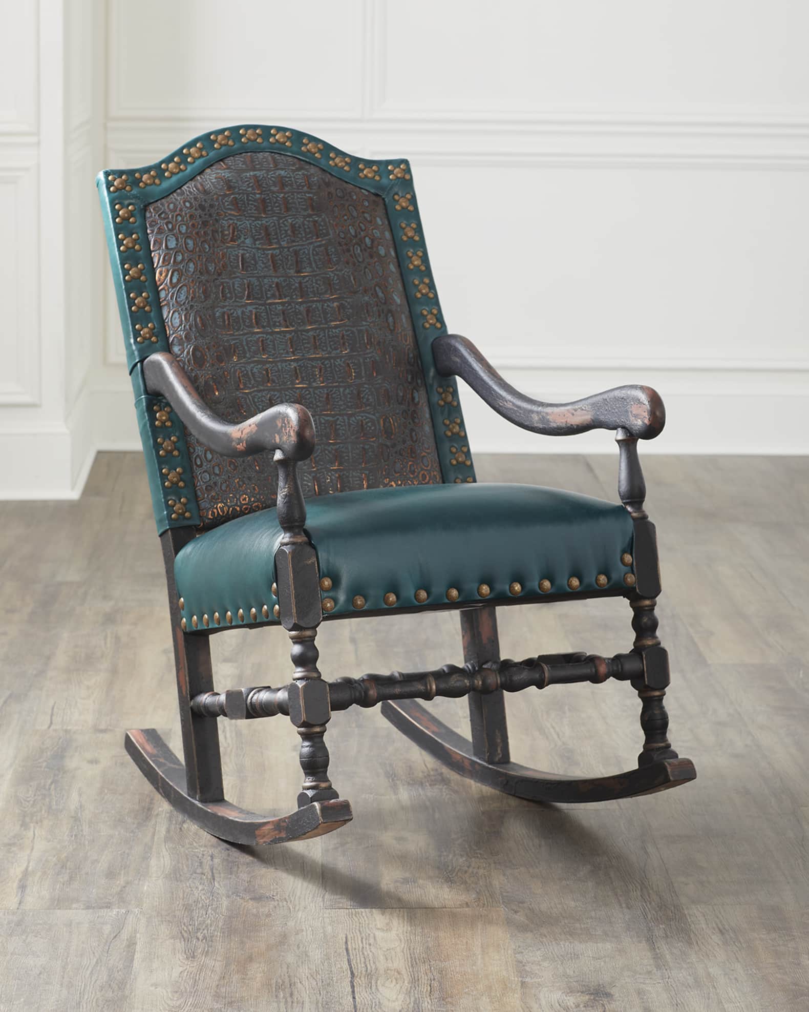 Old Hickory Tannery St. Vincent Leather Rocking Chair Horchow