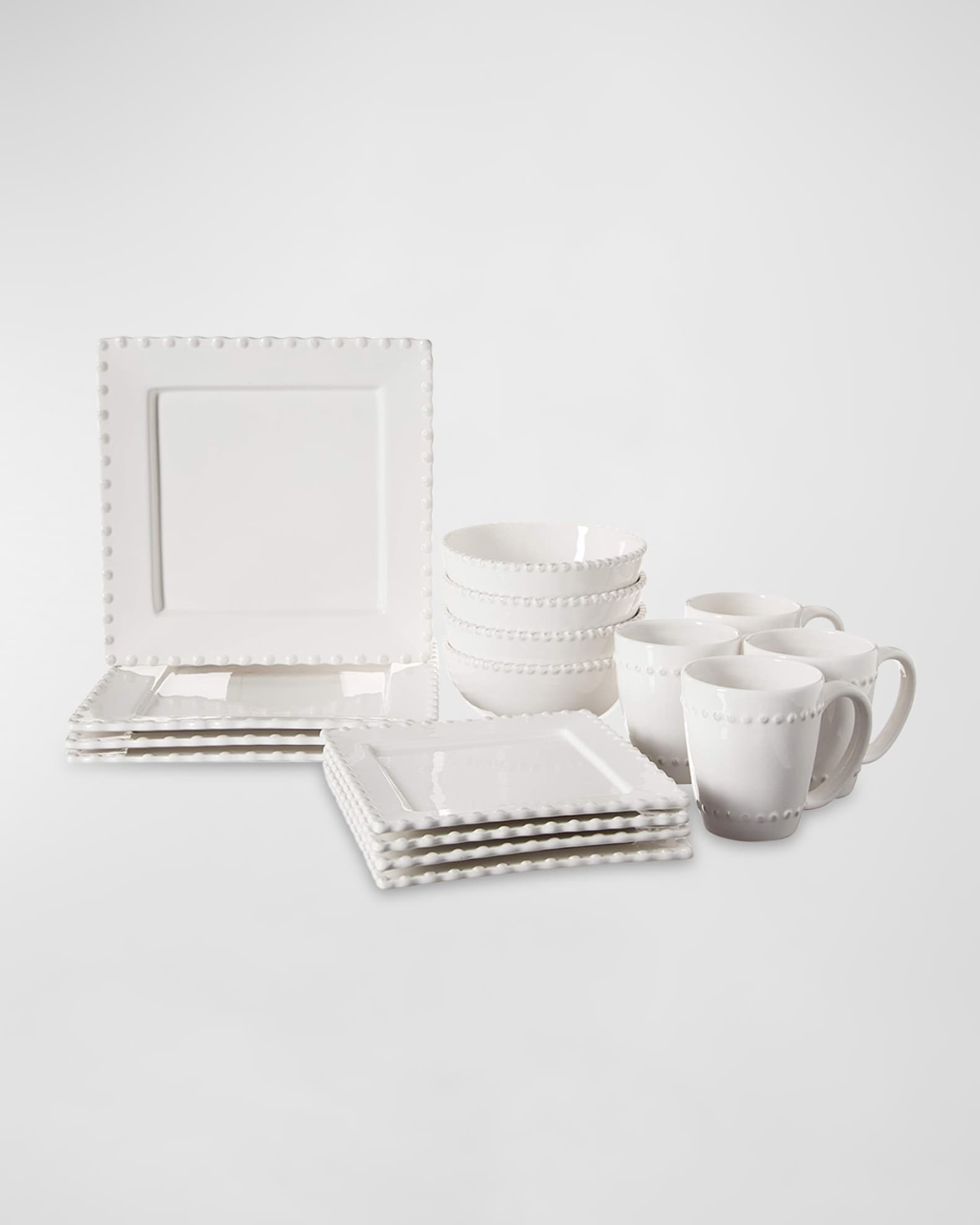 American Atelier 16Piece Bianca Bead Dinnerware Set Horchow