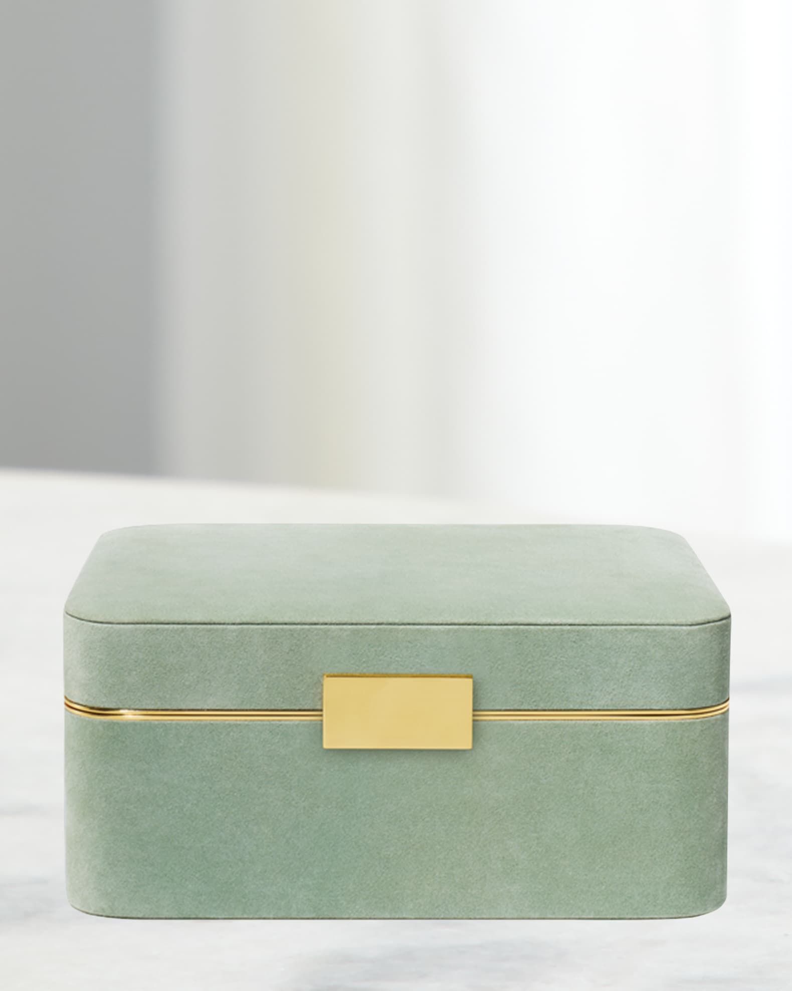 AERIN Beauvais Suede Jewelry Box, Sage Horchow
