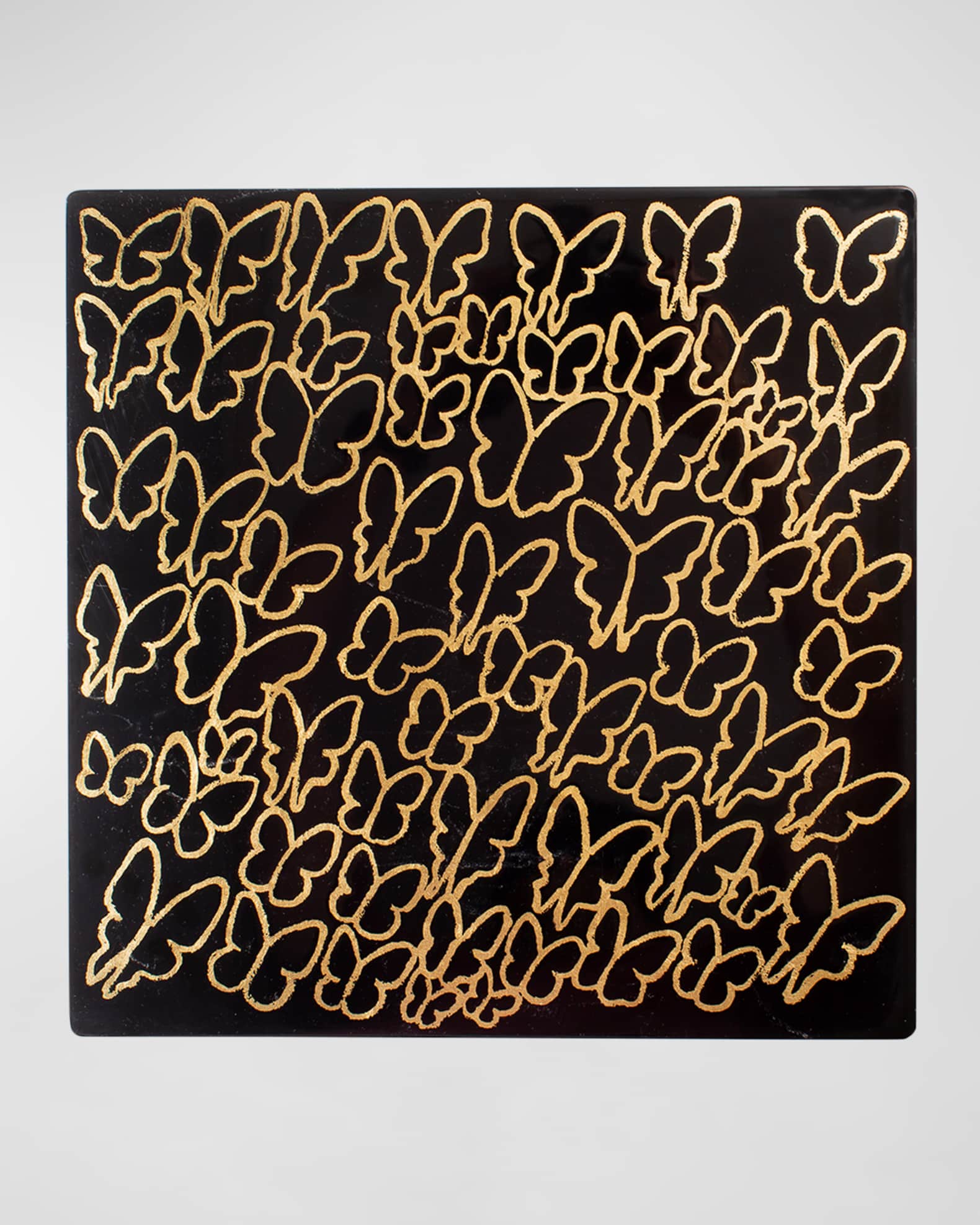 Hunt Slonem Midnight Butterflies Square Lacquer Placemat  