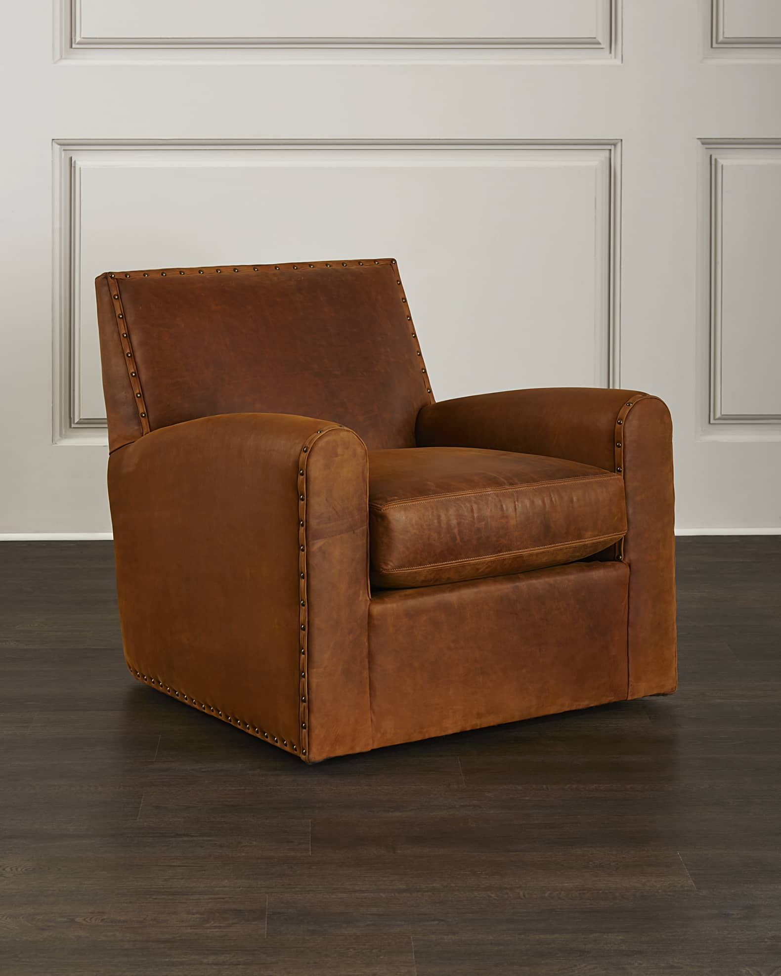 Massoud Craig Leather Swivel Chair 