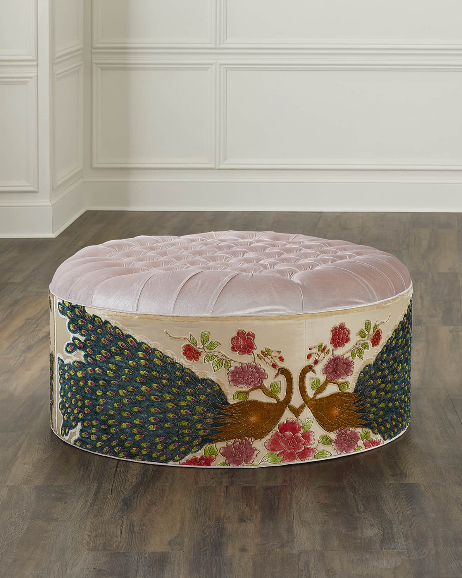 Peacock ottoman deals