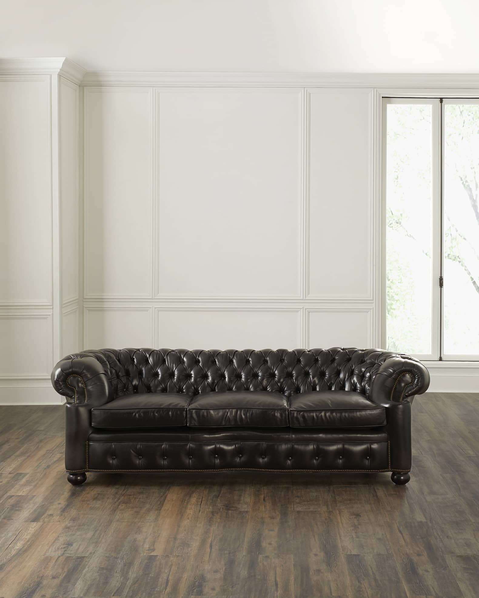 Old Hickory Tannery Rips Leather Chesterfield Sofa 99 5 Horchow