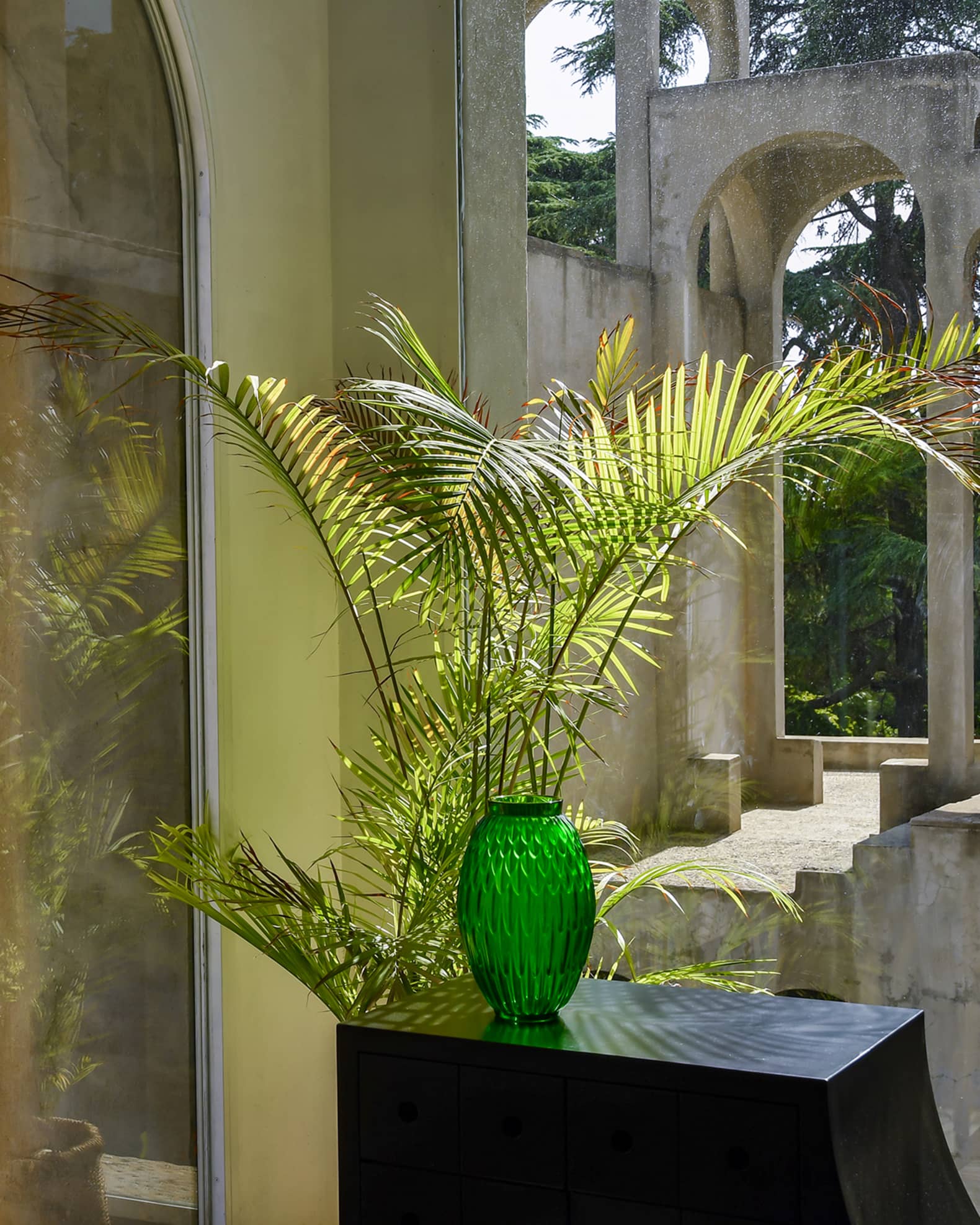 Lalique Green Meadow Plumes Vase | Horchow