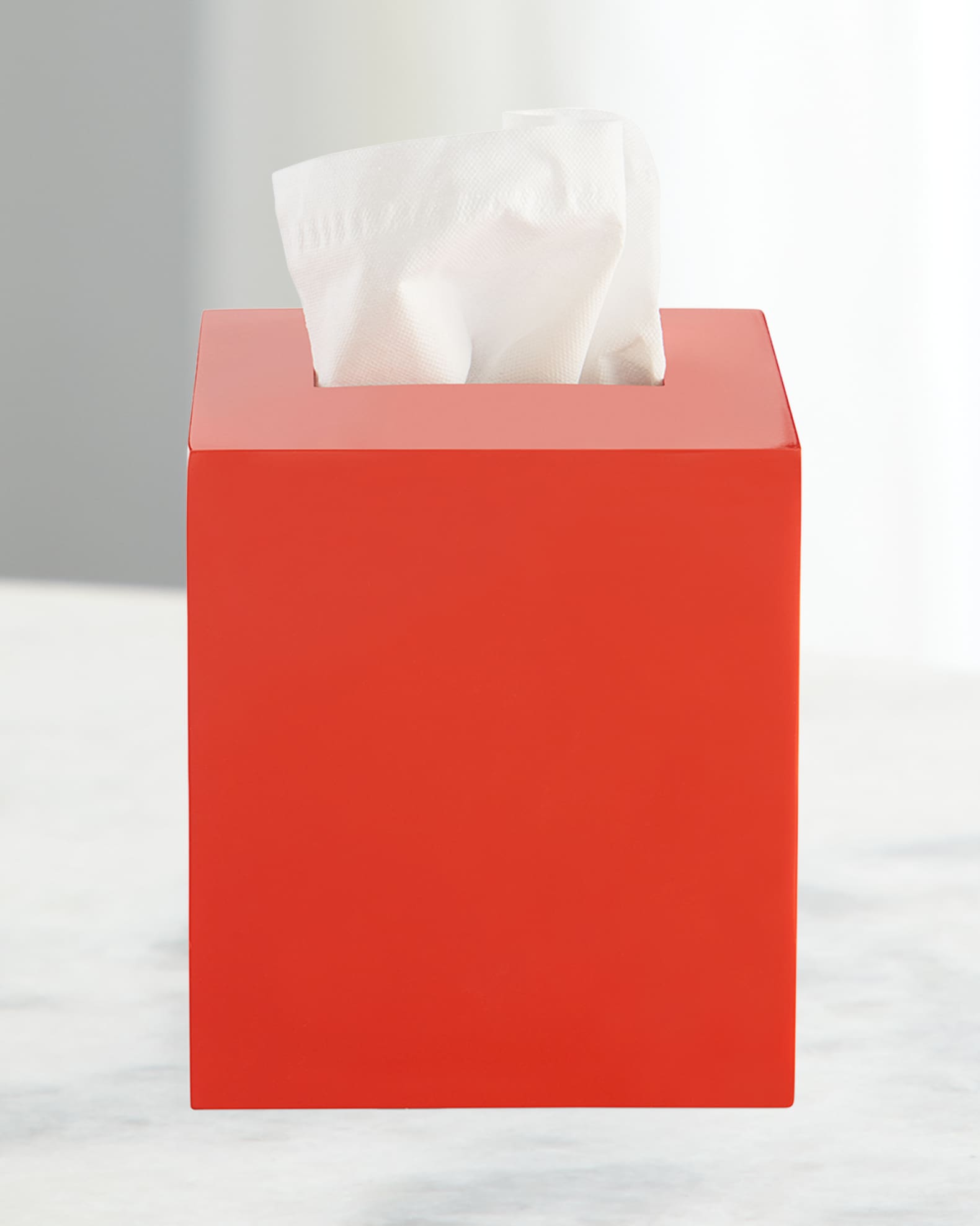 White Lacquered Tissue Box Cover