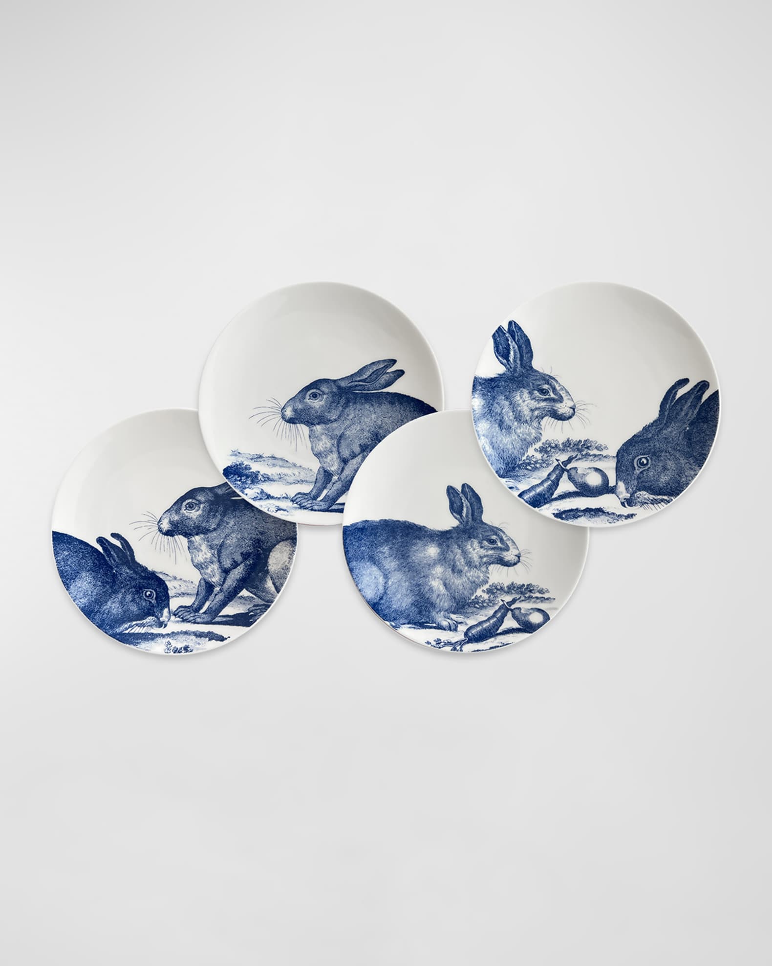 Caskata Bunnies Canape Plates, Set of 4