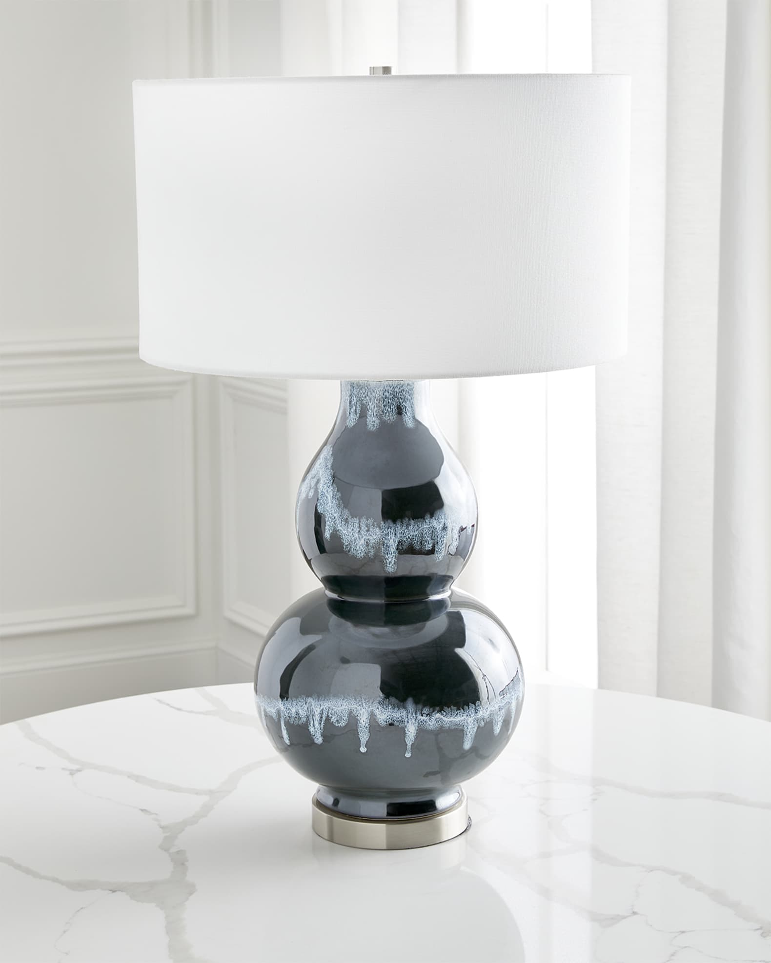 John Richard Collection Navy Blue Rain Ceramic Table Lamp