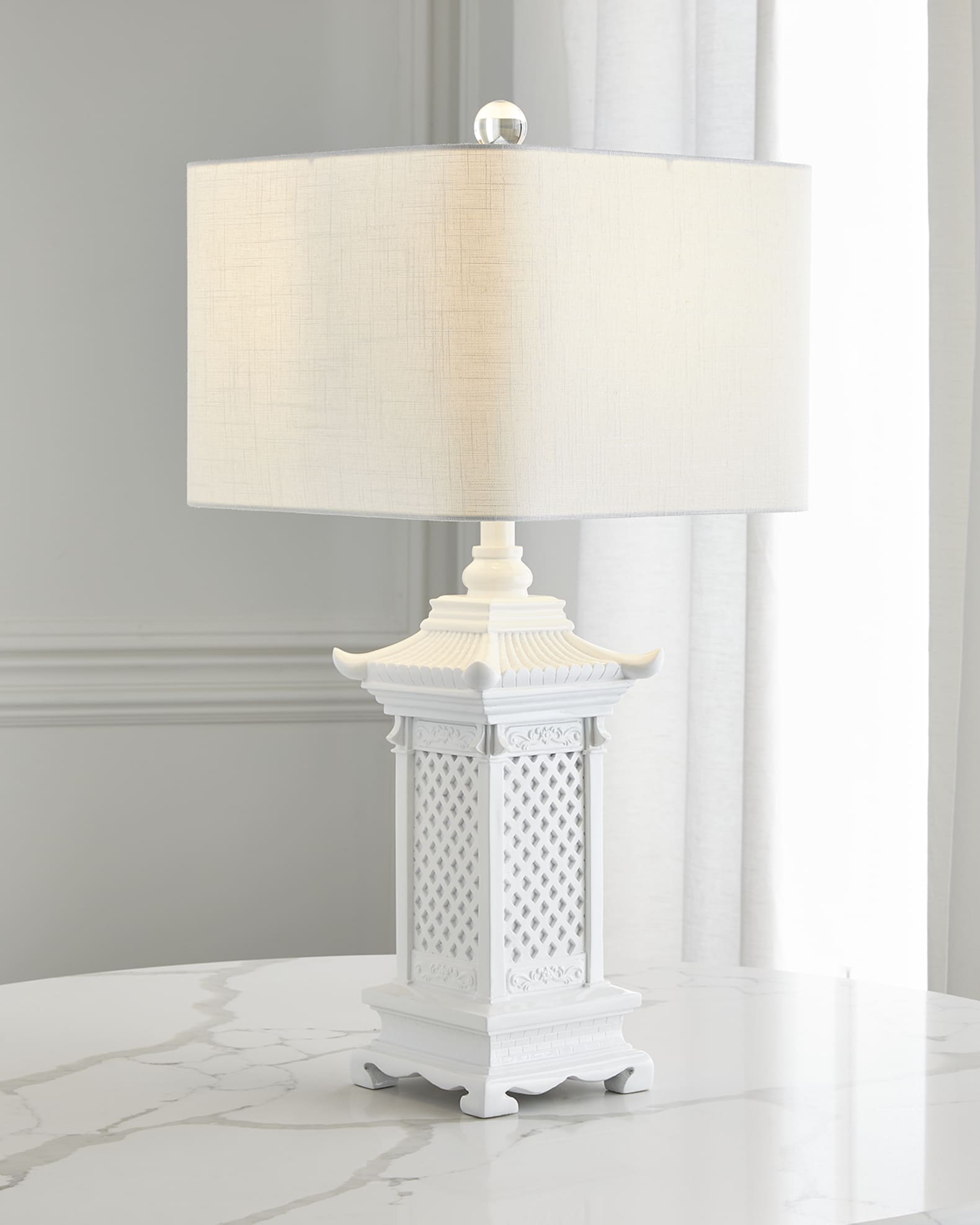Coastal shutter table lamp in white 2025