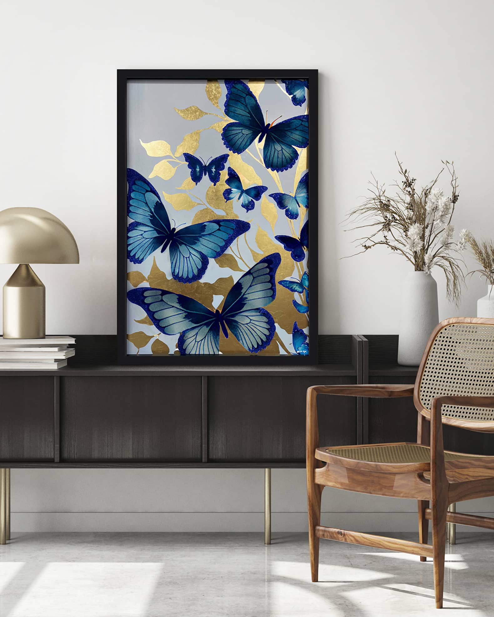 絵画 Oliver Gal The Oliver Gal Artist Co. Blue Butterflies In Flight Giclee
