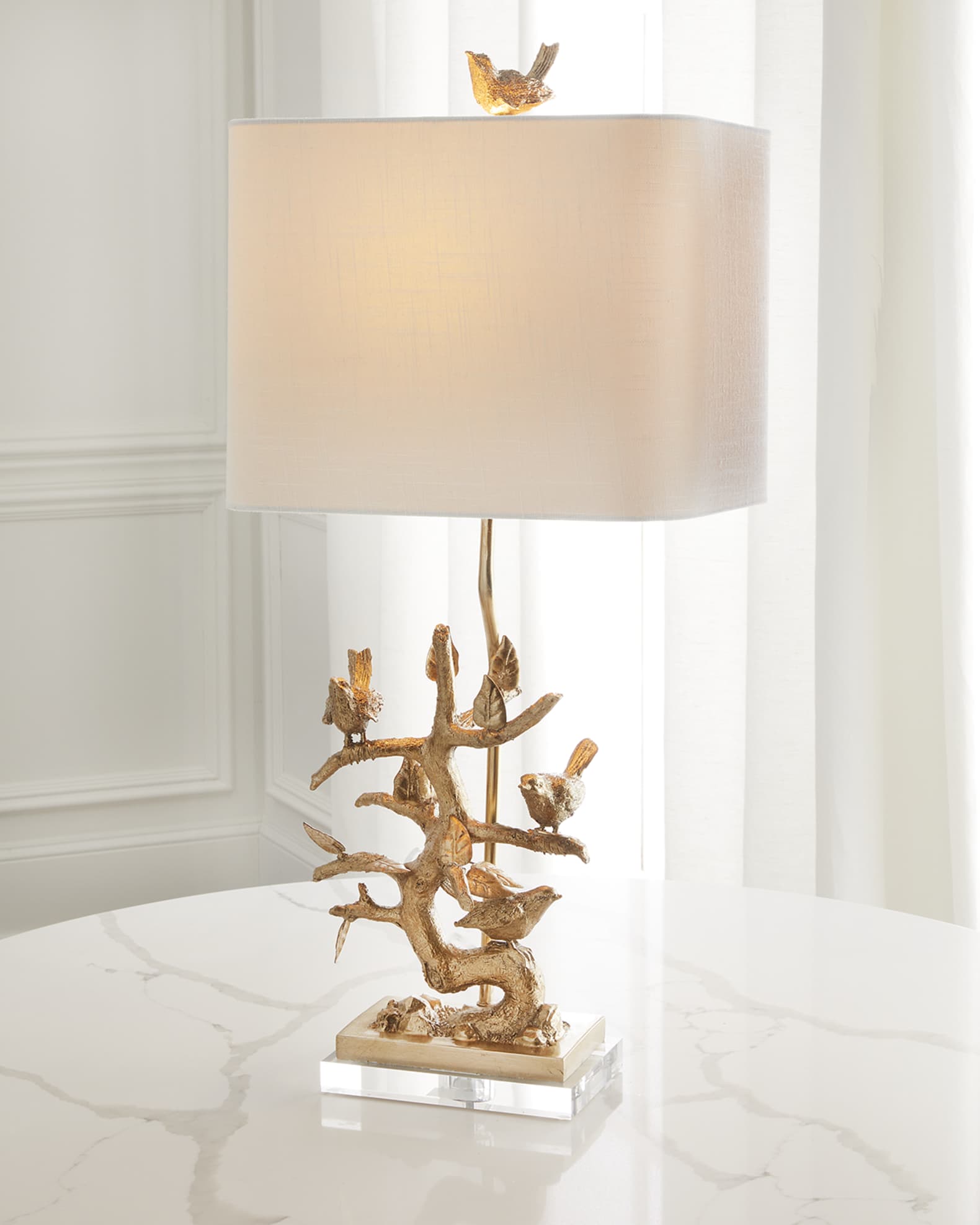 Couture Lamps Gilded Bird On Branch Lamp Silver