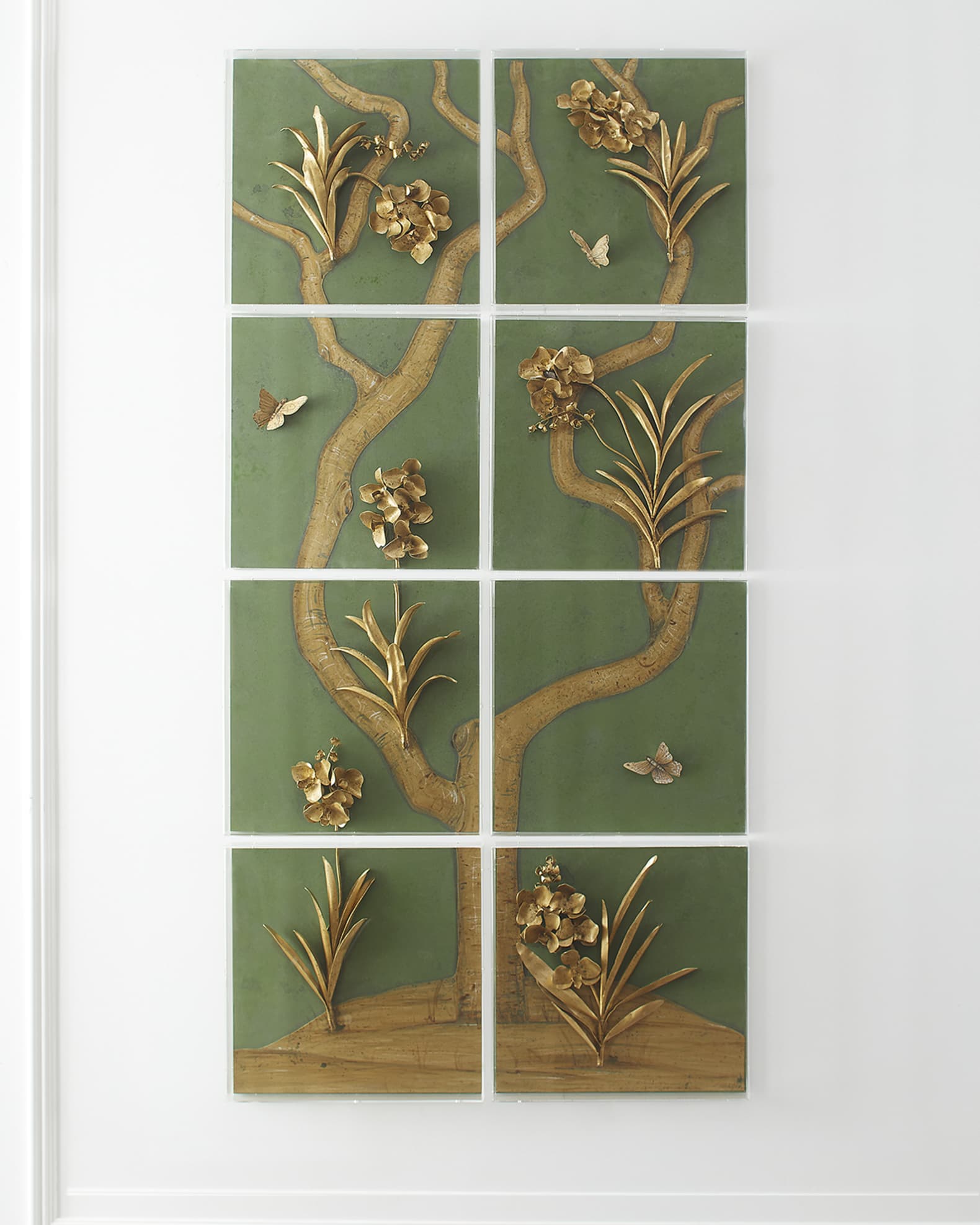 Tommy Mitchell Orchid Tree Panel On Green
