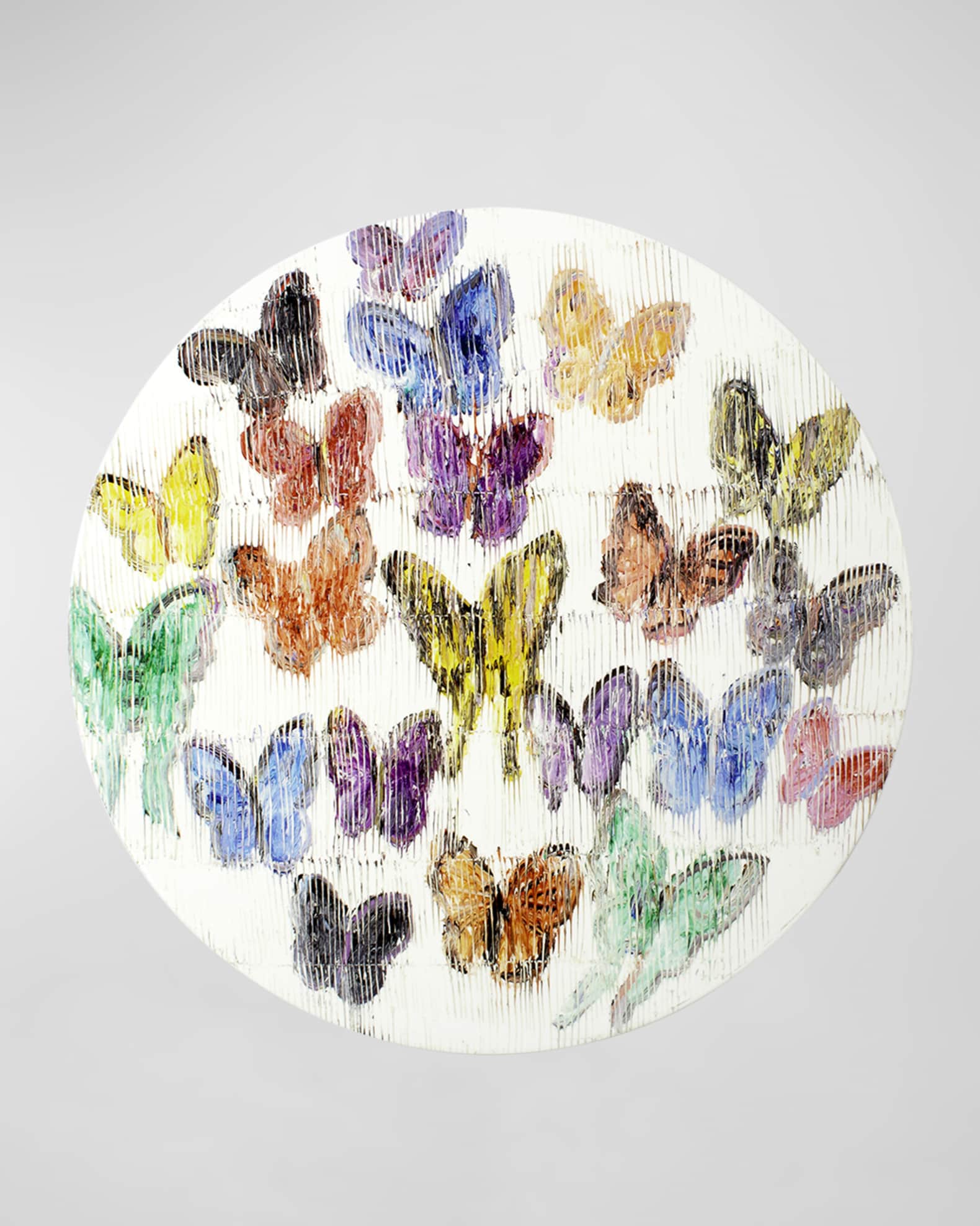 Hunt Slonem Spring Butterflies Lacquer Placemat, 15"Dia 