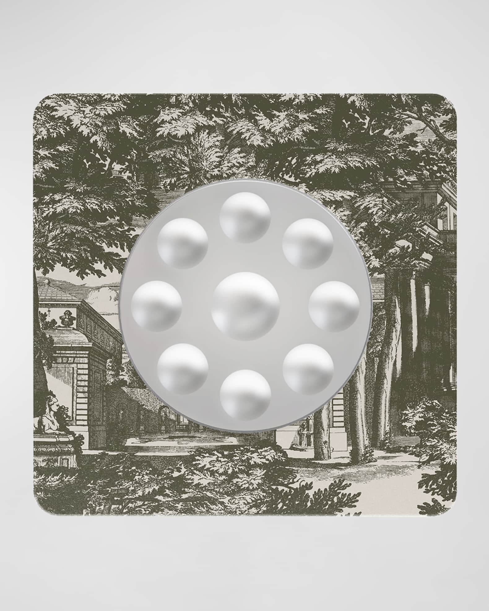 Fornasetti Square Frame With Bubbles Mirror - Giardino Settecentesco Green Ivory