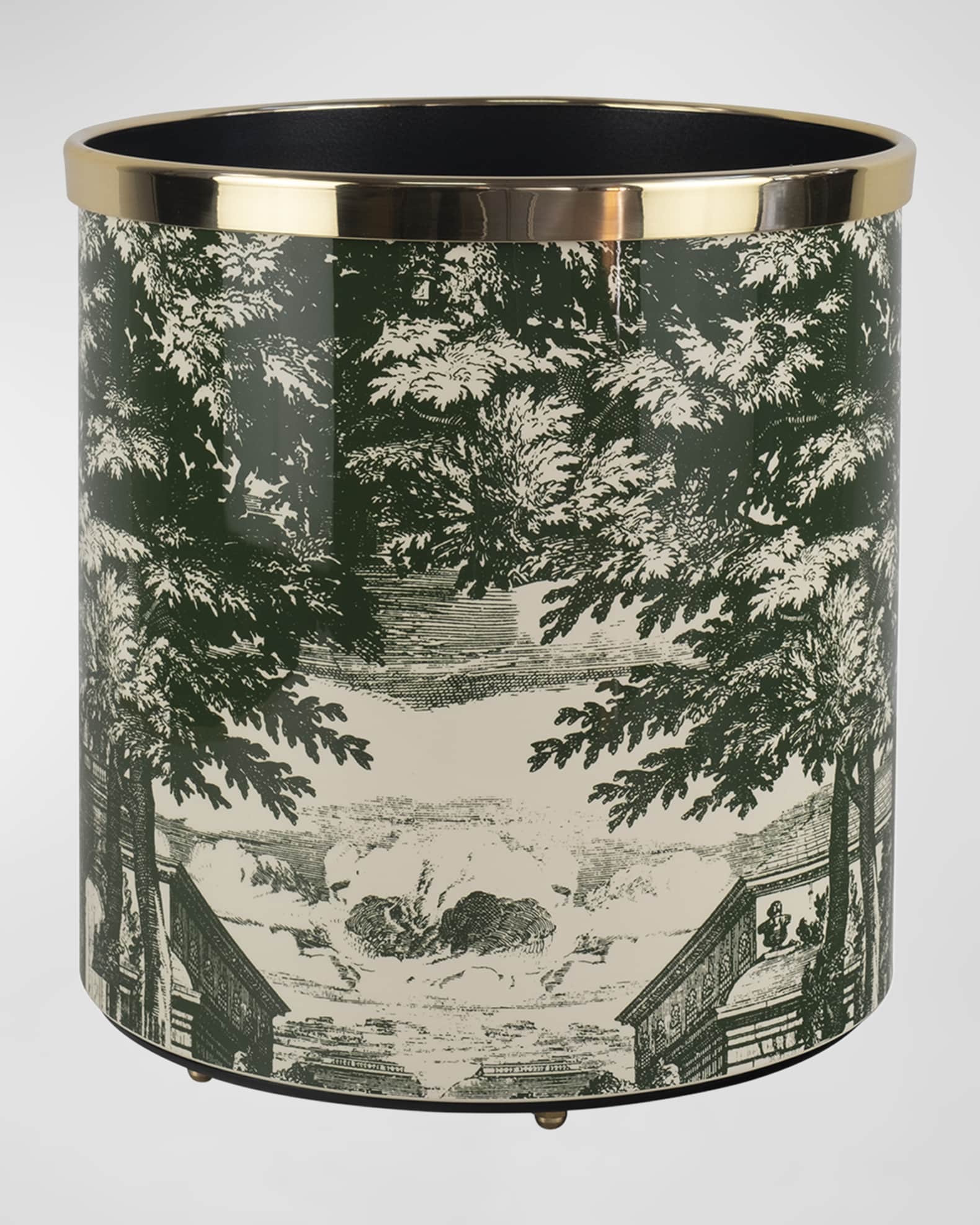 Fornasetti Paper Basket - Giardino Settecentesco Green Ivory