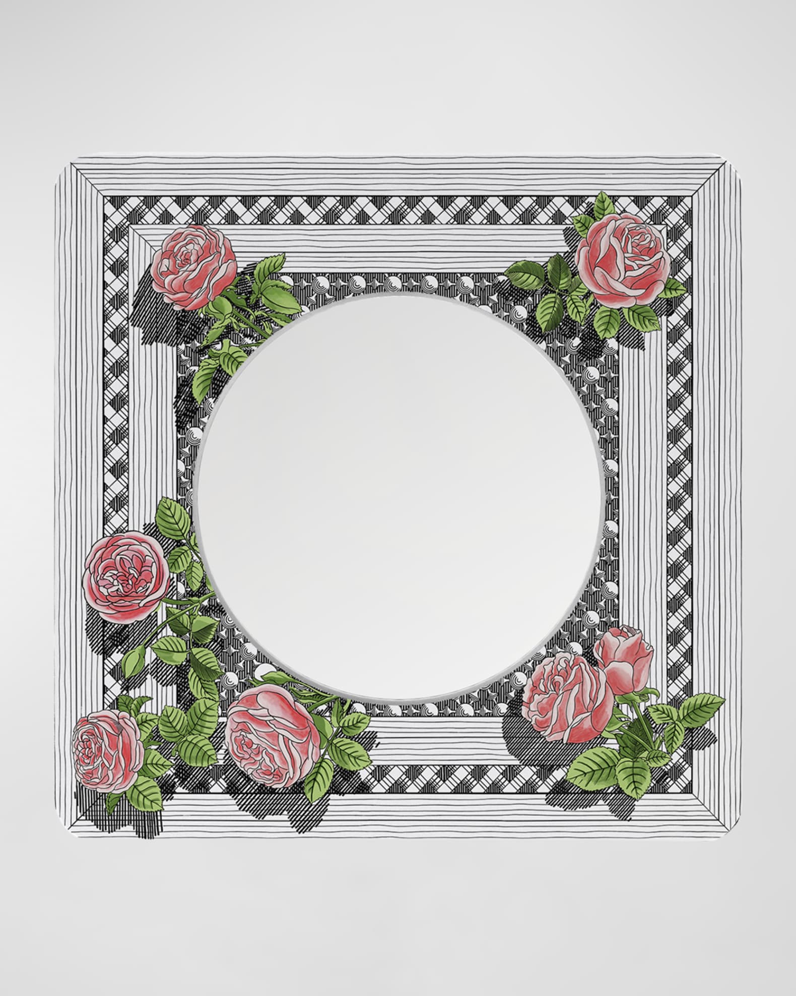 Fornasetti Square Frame With Flat Mirror - Musciarabia With Rose Color
