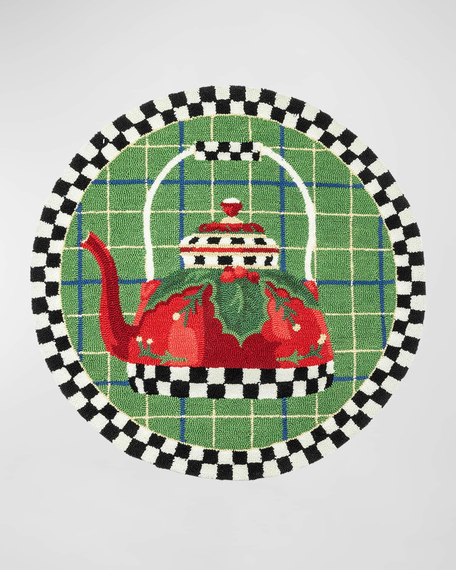 MacKenzie-Childs Holiday Tea Kettle Rug, 3' Round